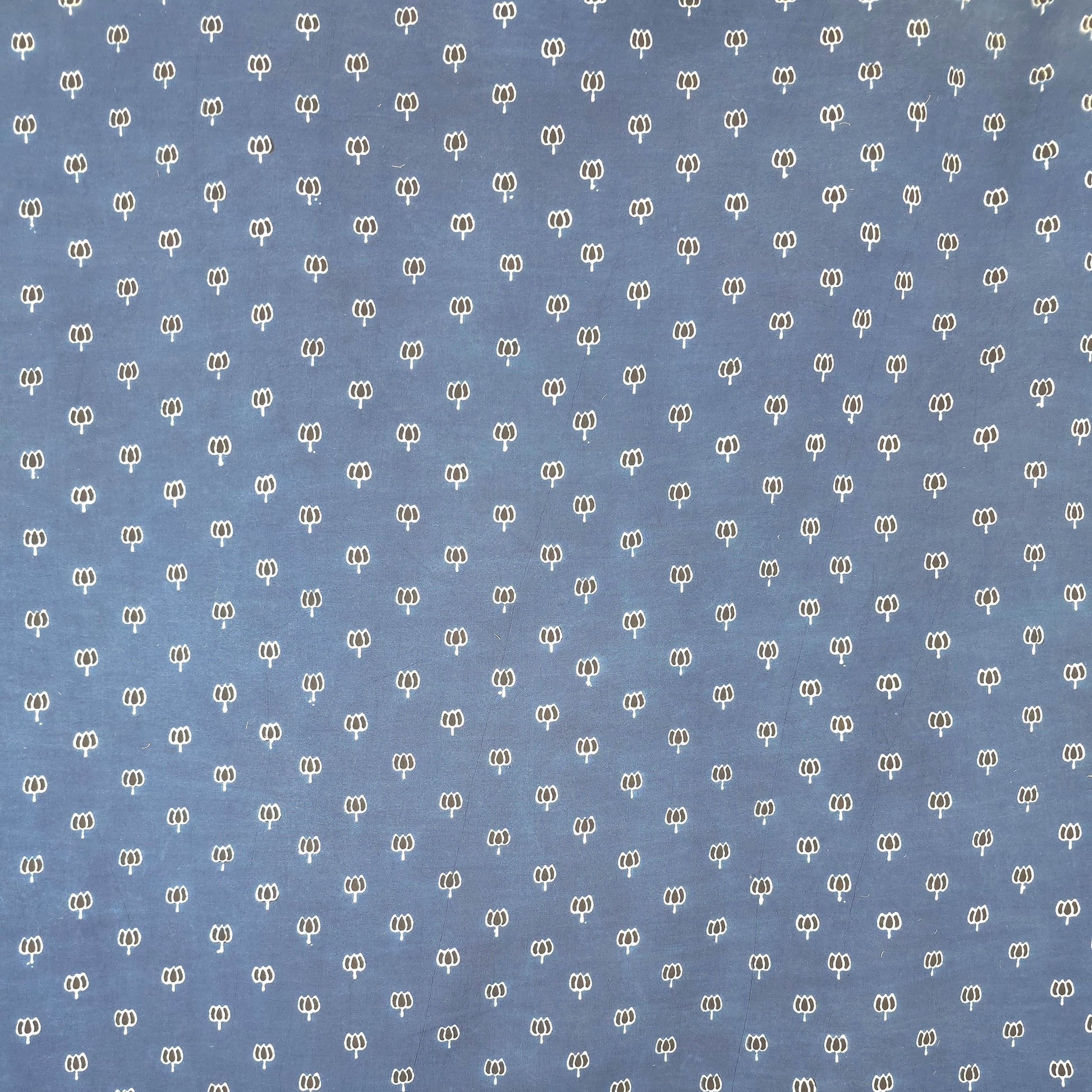 Indigo Black Small Buti Natural Dyed Ajrakh Hand Block Print Cotton Fabric