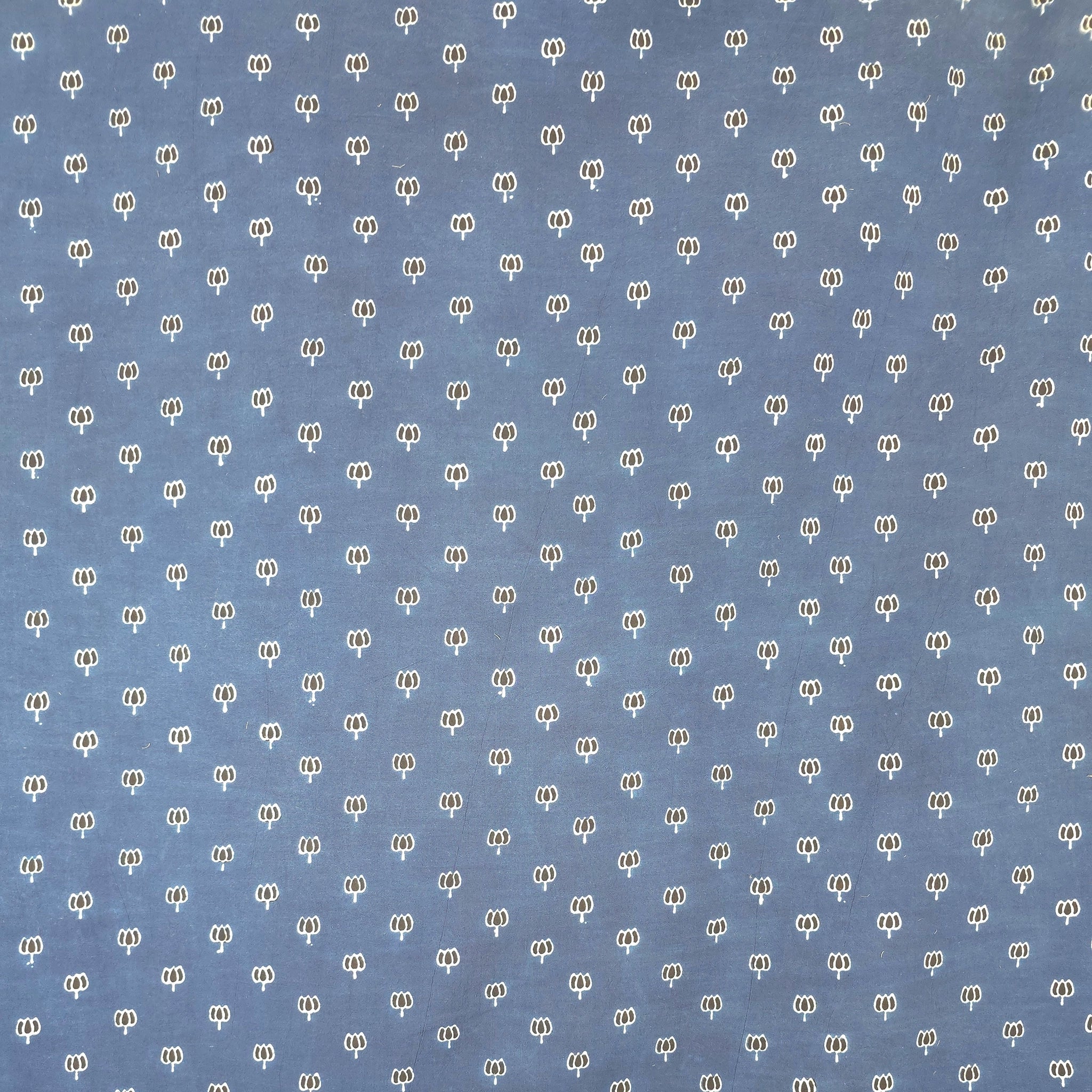 Indigo Black Small Buti Natural Dyed Ajrakh Hand Block Print Cotton Fabric