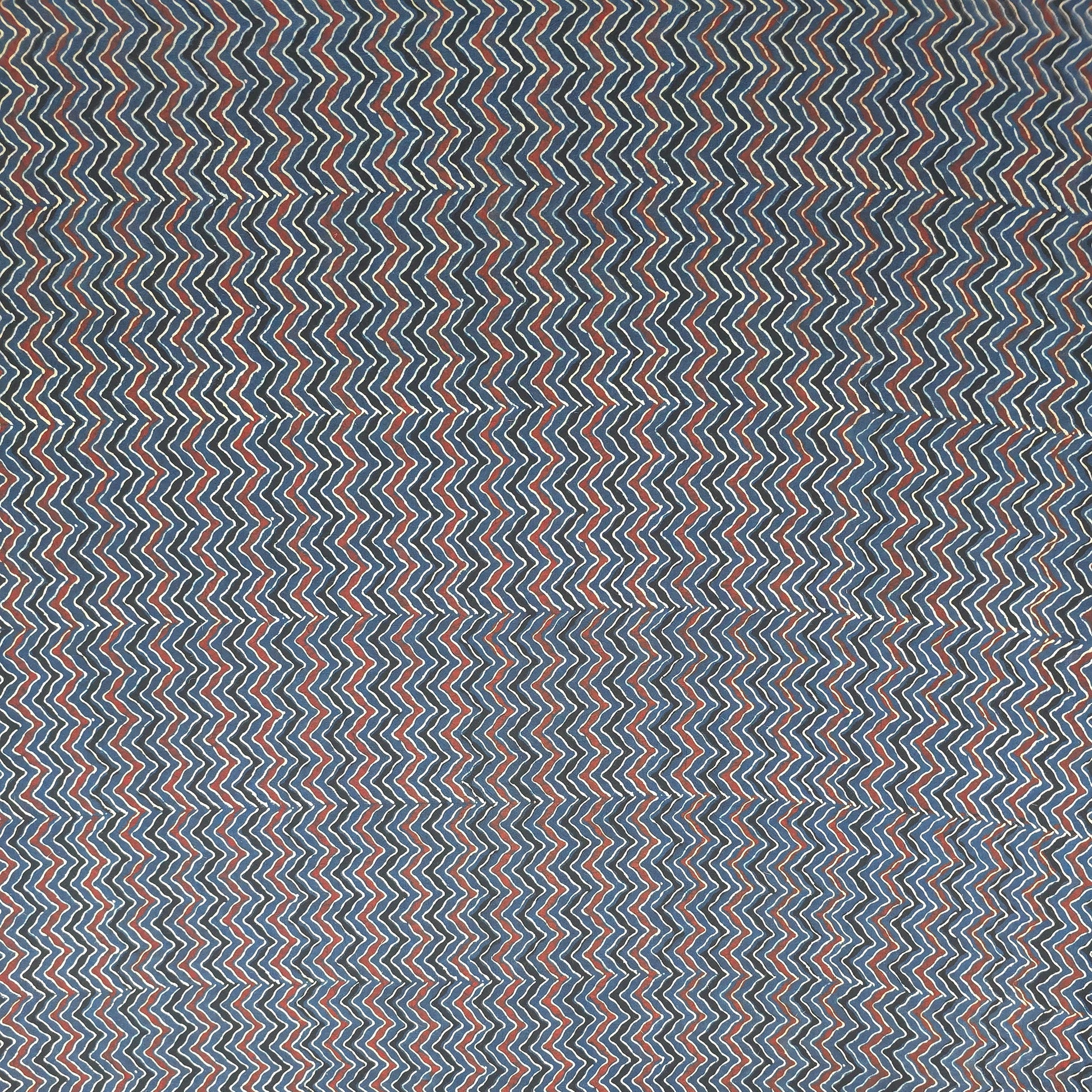 Indigo Red Zigzag Natural Dyed Ajrakh Hand Block Print Cotton Fabric