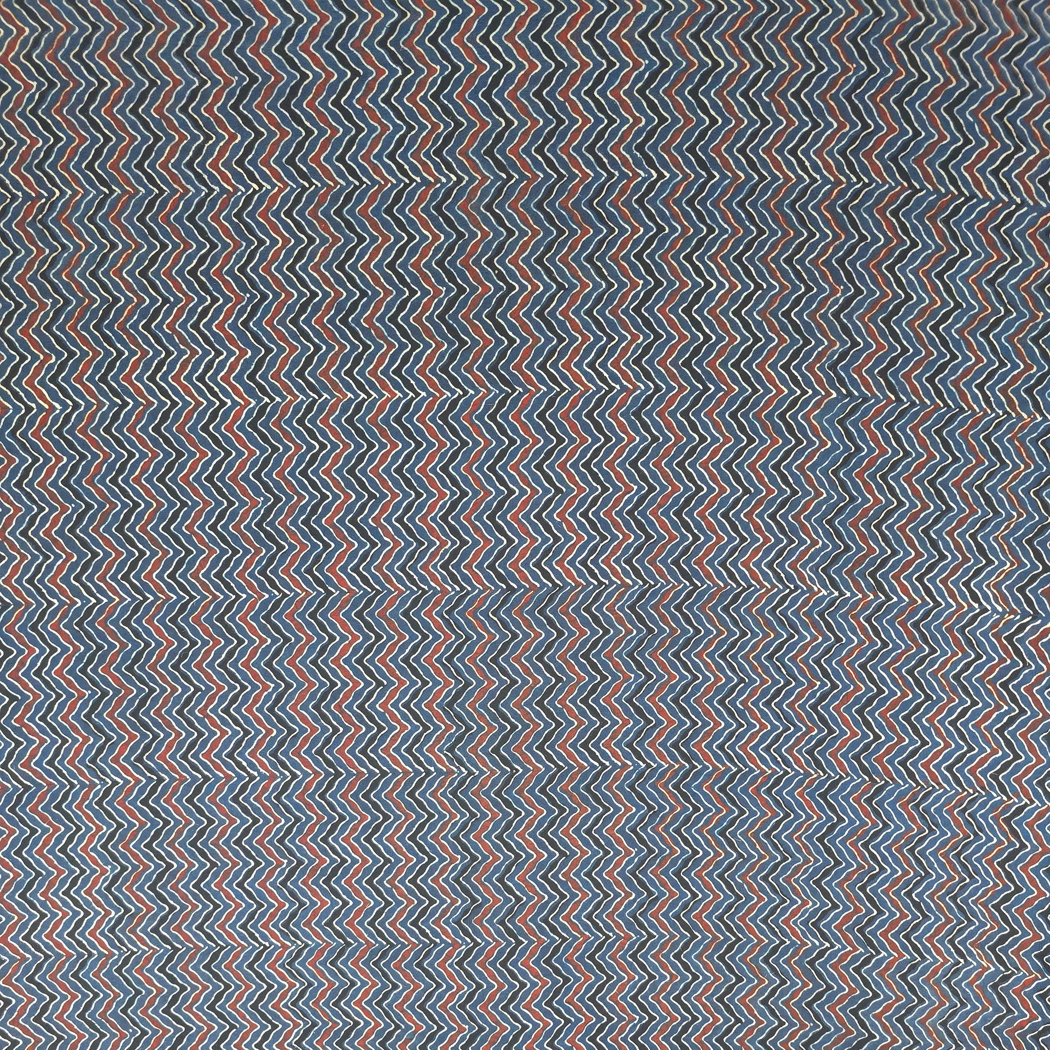 Indigo Red Zigzag Natural Dyed Ajrakh Hand Block Print Cotton Fabric