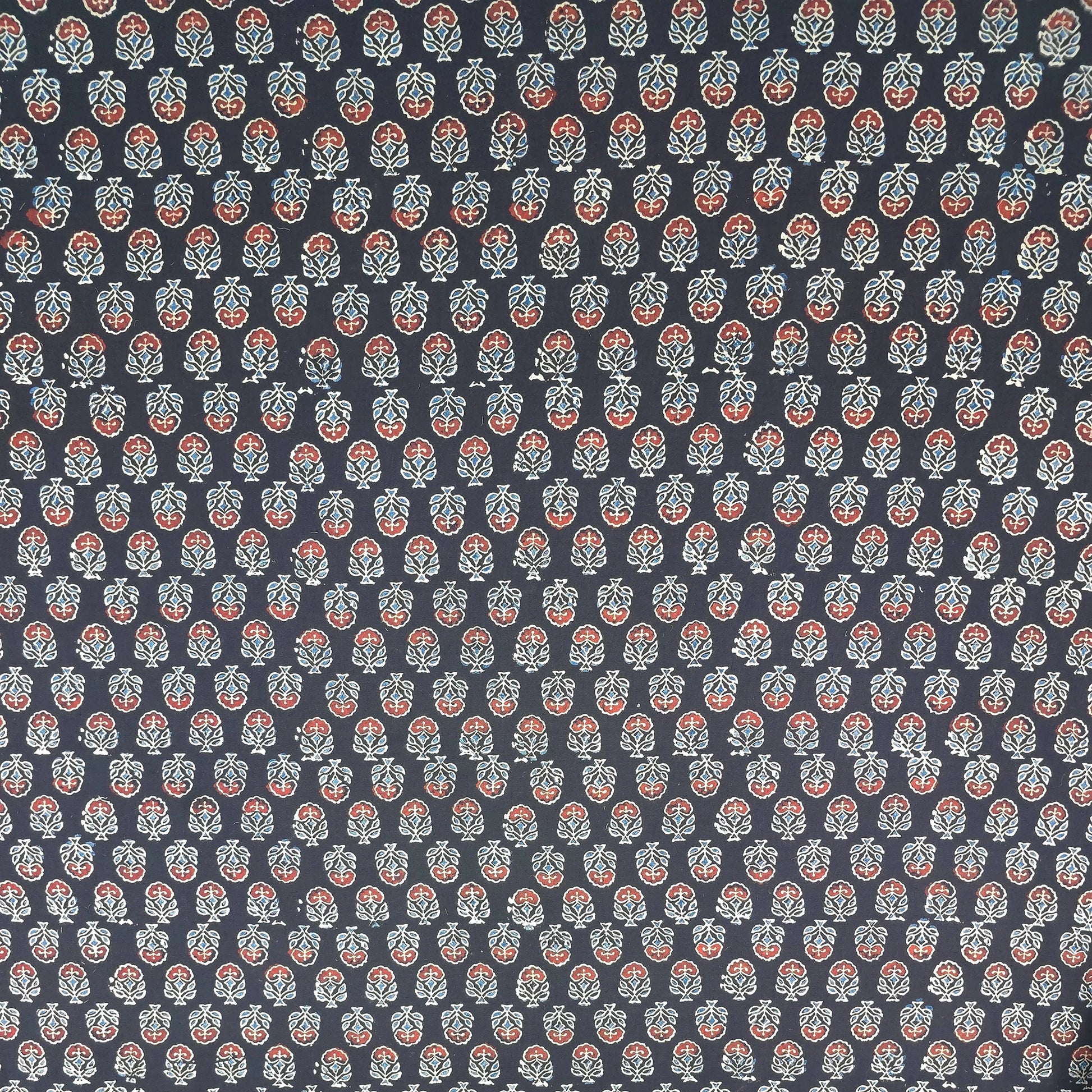 Black Buti Natural Dyed Ajrakh Hand Block Print Cotton Fabric