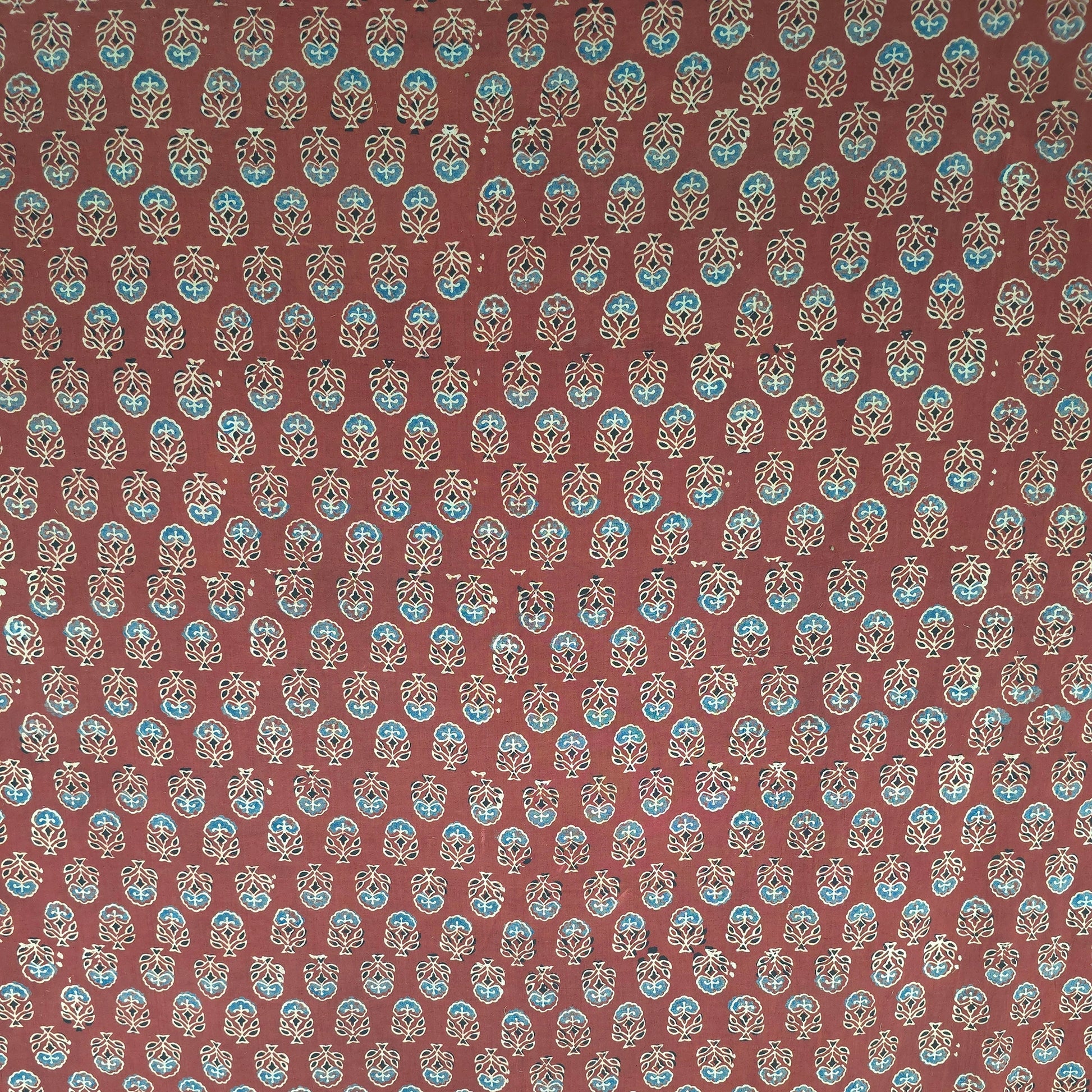 Red Buti Natural Dyed Ajrakh Hand Block Print Cotton Fabric