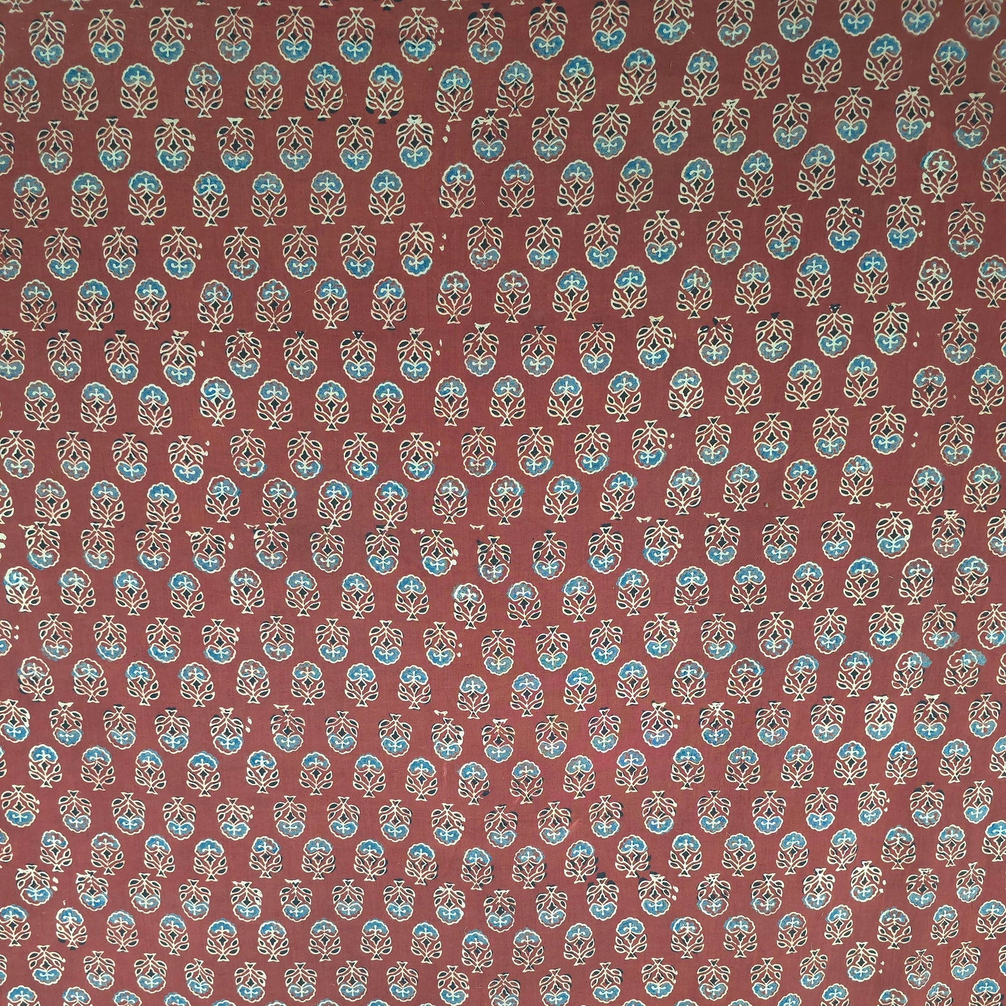 Red Buti Natural Dyed Ajrakh Hand Block Print Cotton Fabric