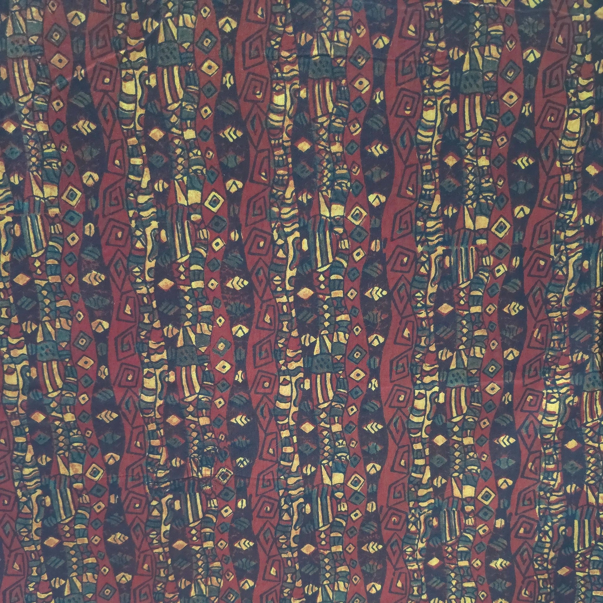 Red Stripe Natural Dyed Ajrakh Hand Block Print Cotton Fabric