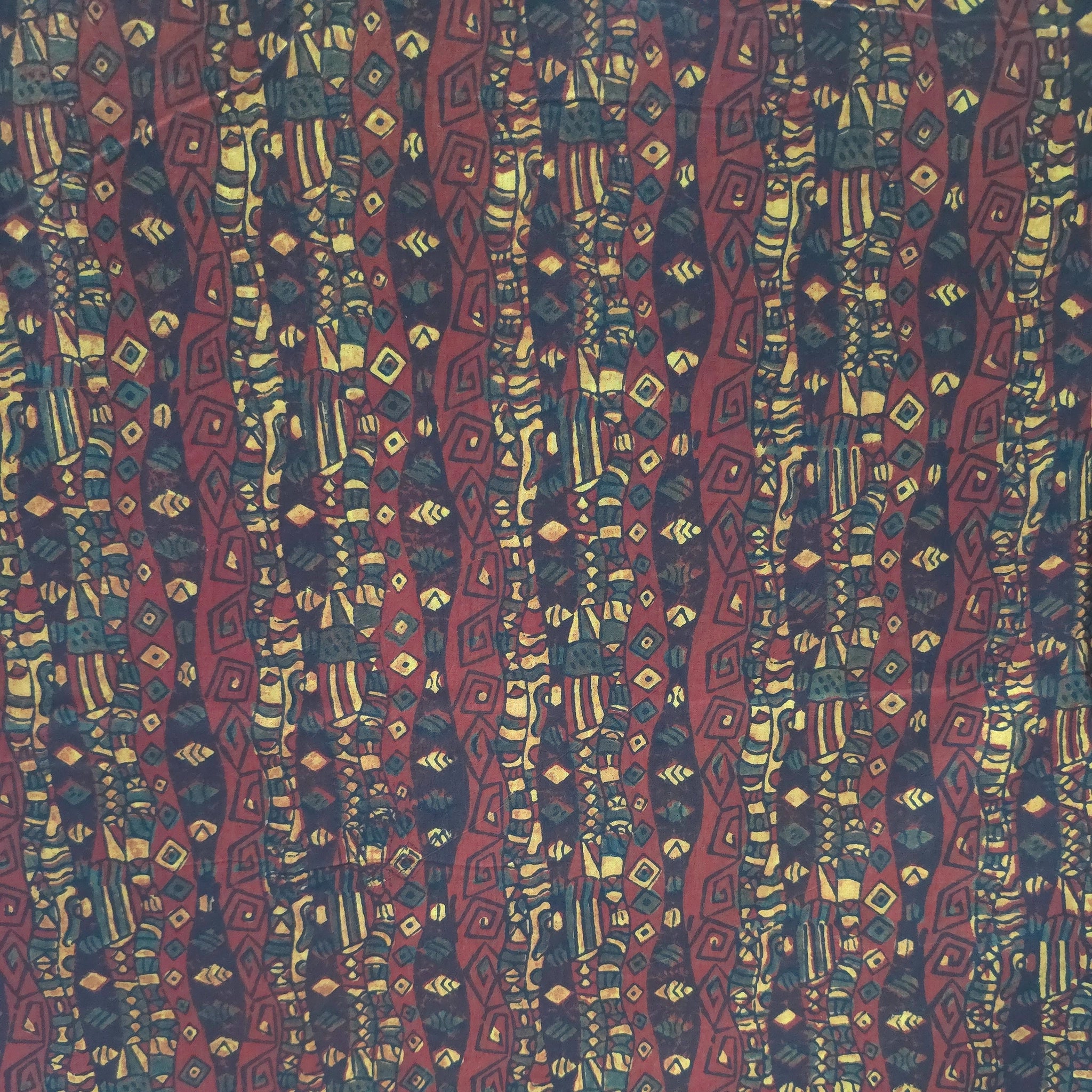 Red Stripe Natural Dyed Ajrakh Hand Block Print Cotton Fabric