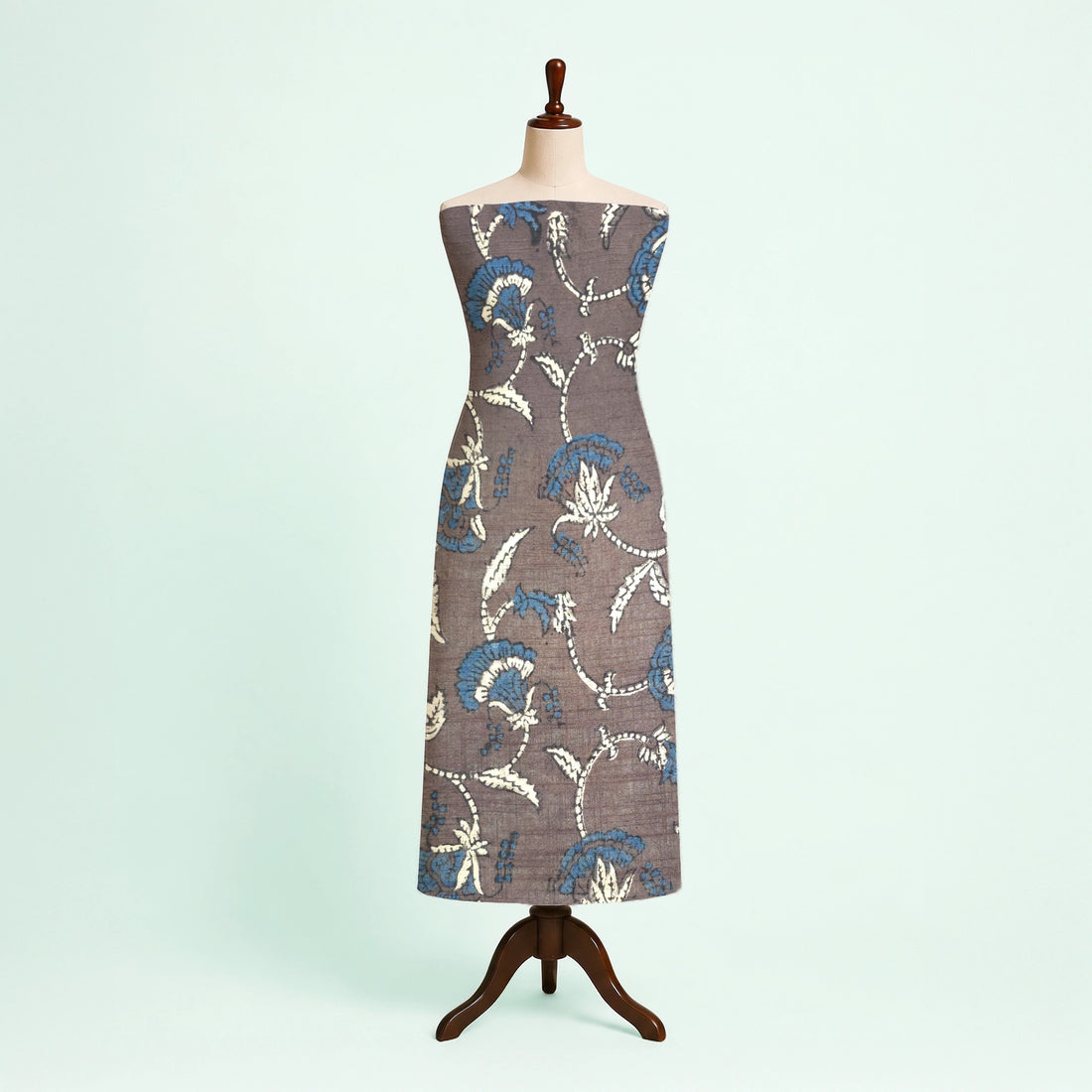 Purple Floral Natural Dyed Ajrakh Hand Block Print Khadi Cotton Fabric