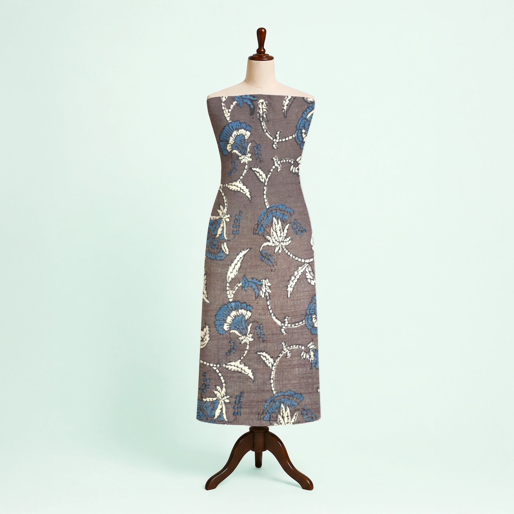 Purple Floral Natural Dyed Ajrakh Hand Block Print Khadi Cotton Fabric