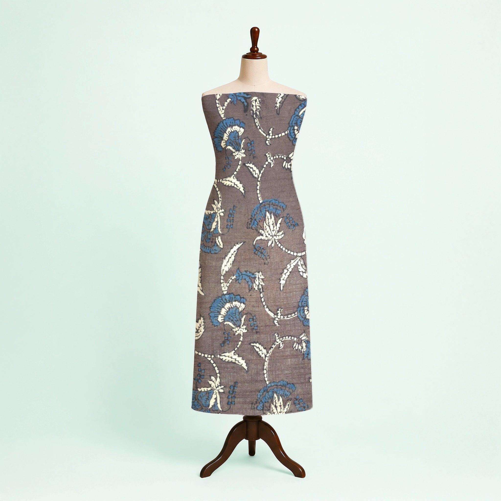 Purple Floral Natural Dyed Ajrakh Hand Block Print Khadi Cotton Fabric