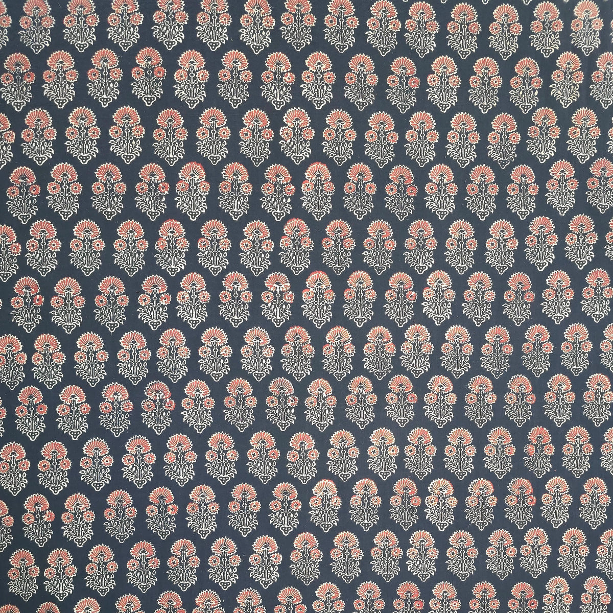 Black Buta Natural Dyed Super Vegetable Hand Block Print Pure cotton Fabric 3