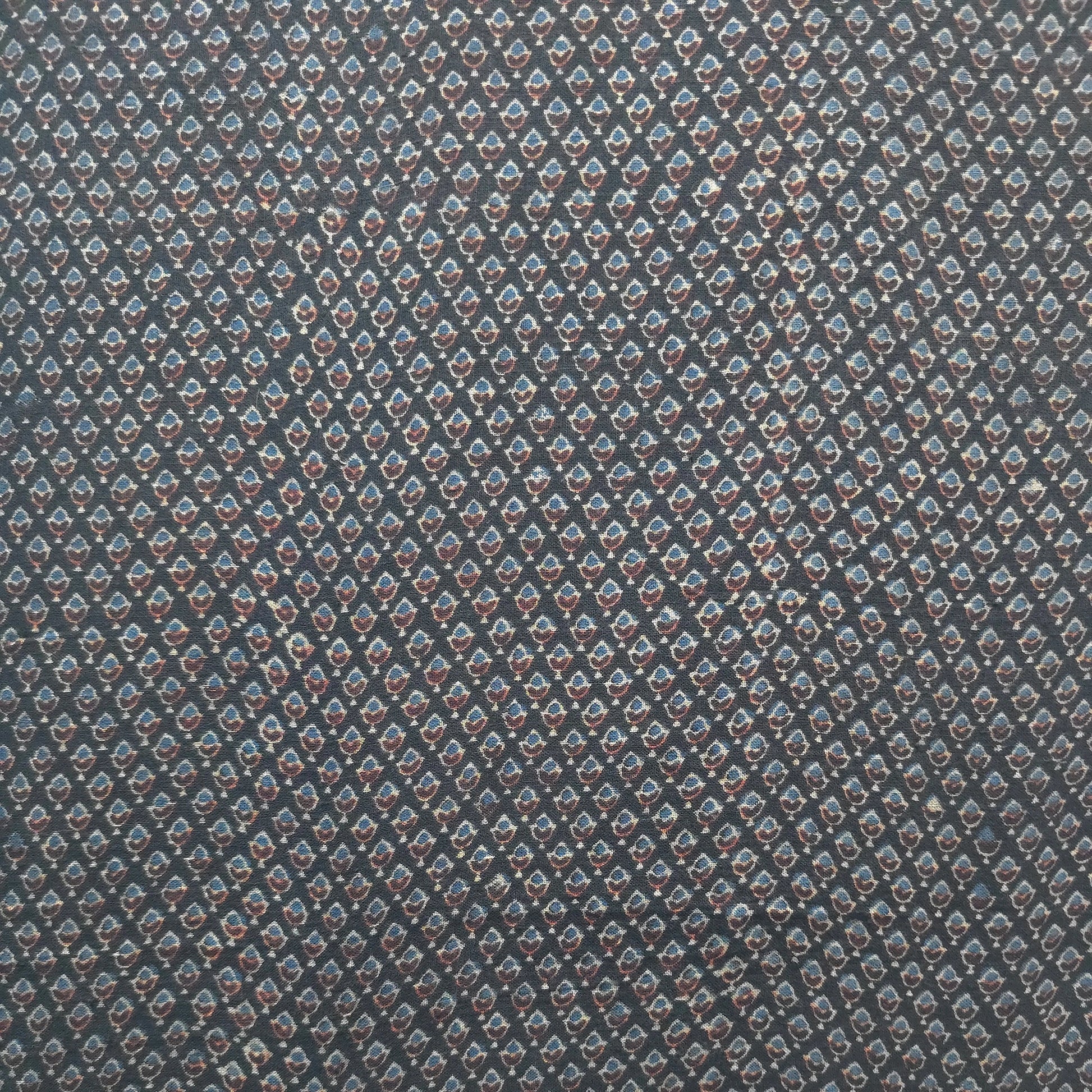 Black Buti Natural Dyed Ajrakh Hand Block Print Lilen Fabric