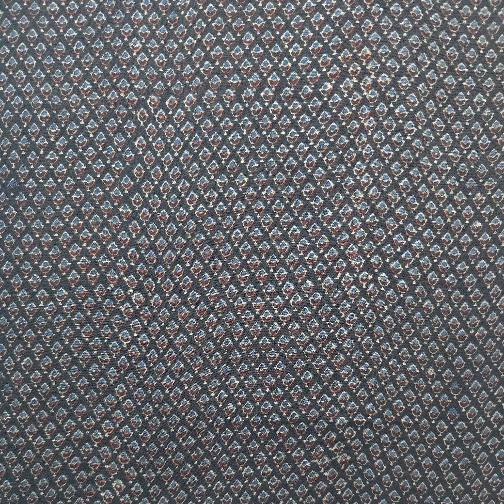 Black Buti Natural Dyed Ajrakh Hand Block Print Lilen Fabric