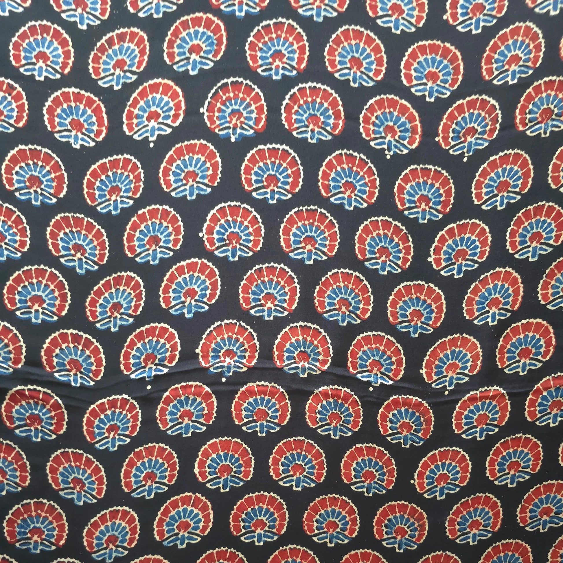 Black Buti Natural Dyed Ajrakh Hand Block Print Modal Fabric