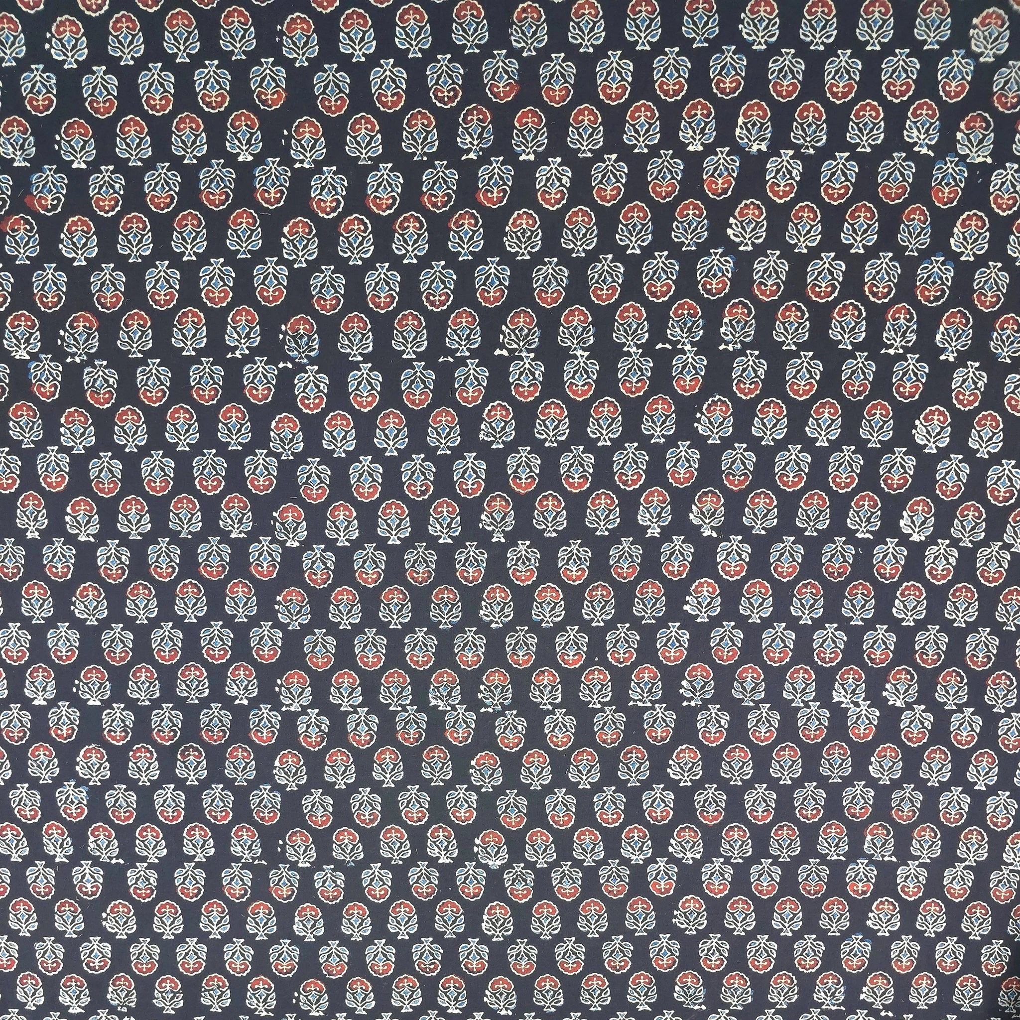 Black Buti Natural Dyed Ajrakh Hand Block Print Cotton Fabric