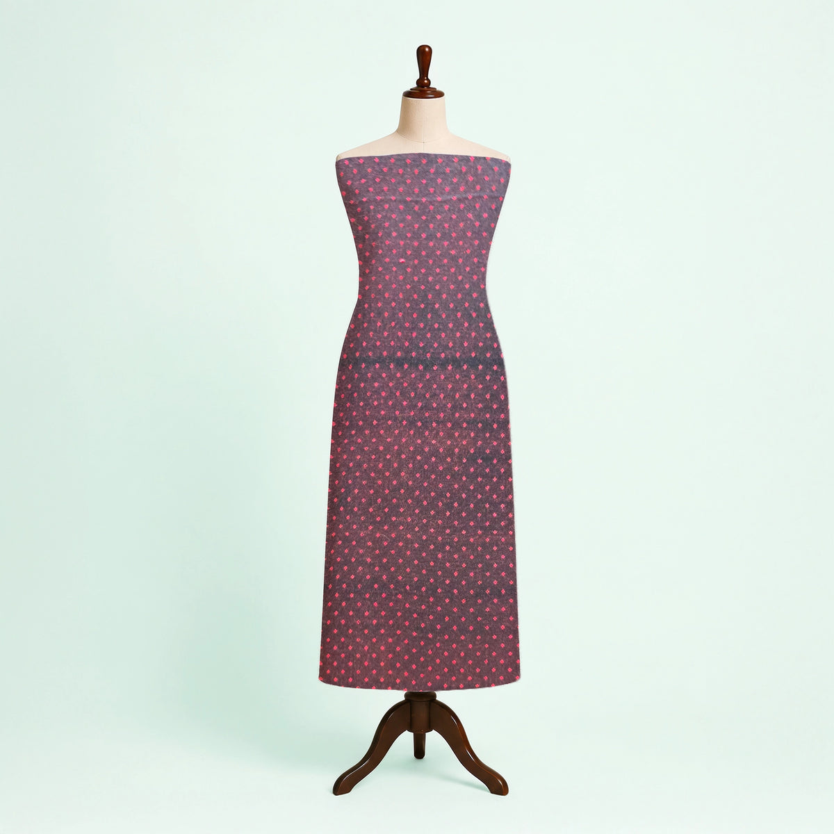 Black Dotted Handloom Mashru Silk Fabric