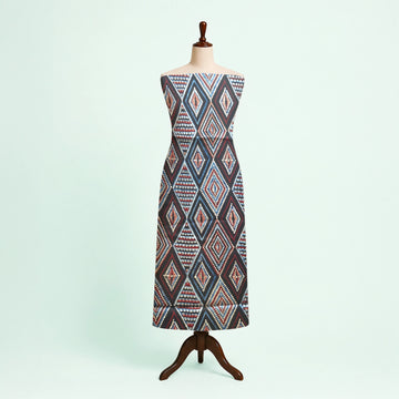 Black Geometric Natural Dyed Ajrakh Hand Block Print Premium Modal Fabric