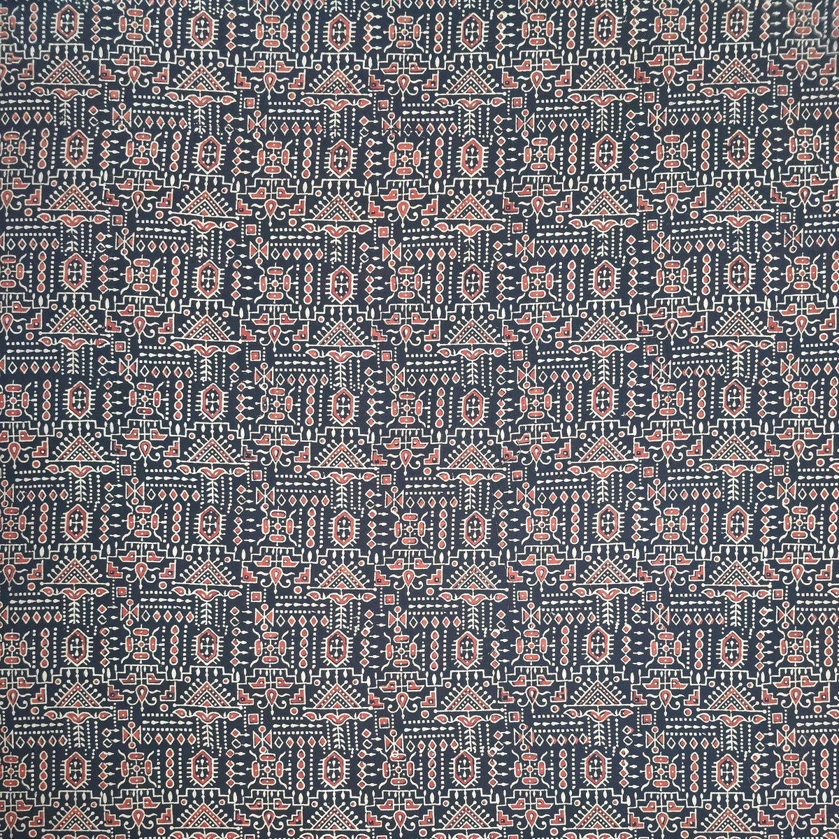 Black Geometric Natural Dyed Super Vegetable Hand Block Print Pure cotton Fabric 2