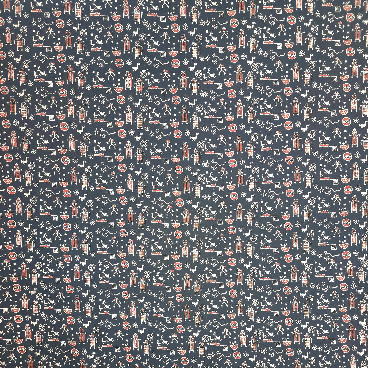 Black Geometric Natural Dyed Super Vegetable Hand Block Print Pure cotton Fabric 3