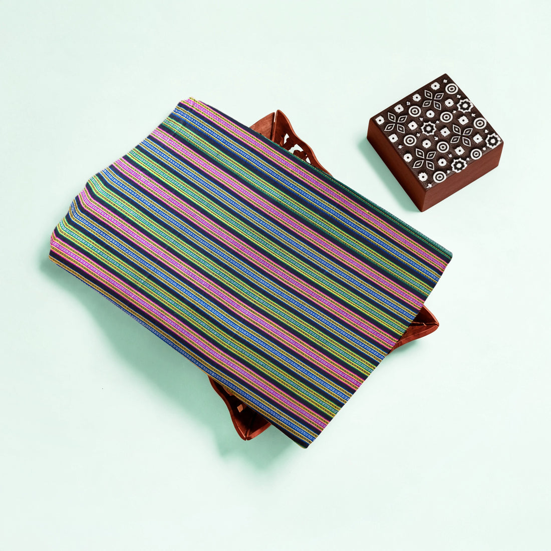 Black Stripes Handloom Mashru Silk Fabric 2