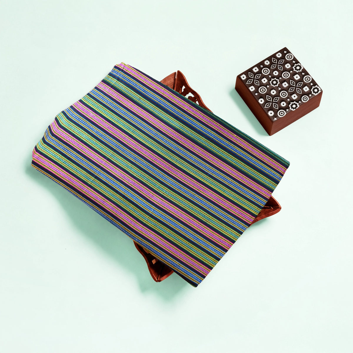 Black Stripes Handloom Mashru Silk Fabric 2