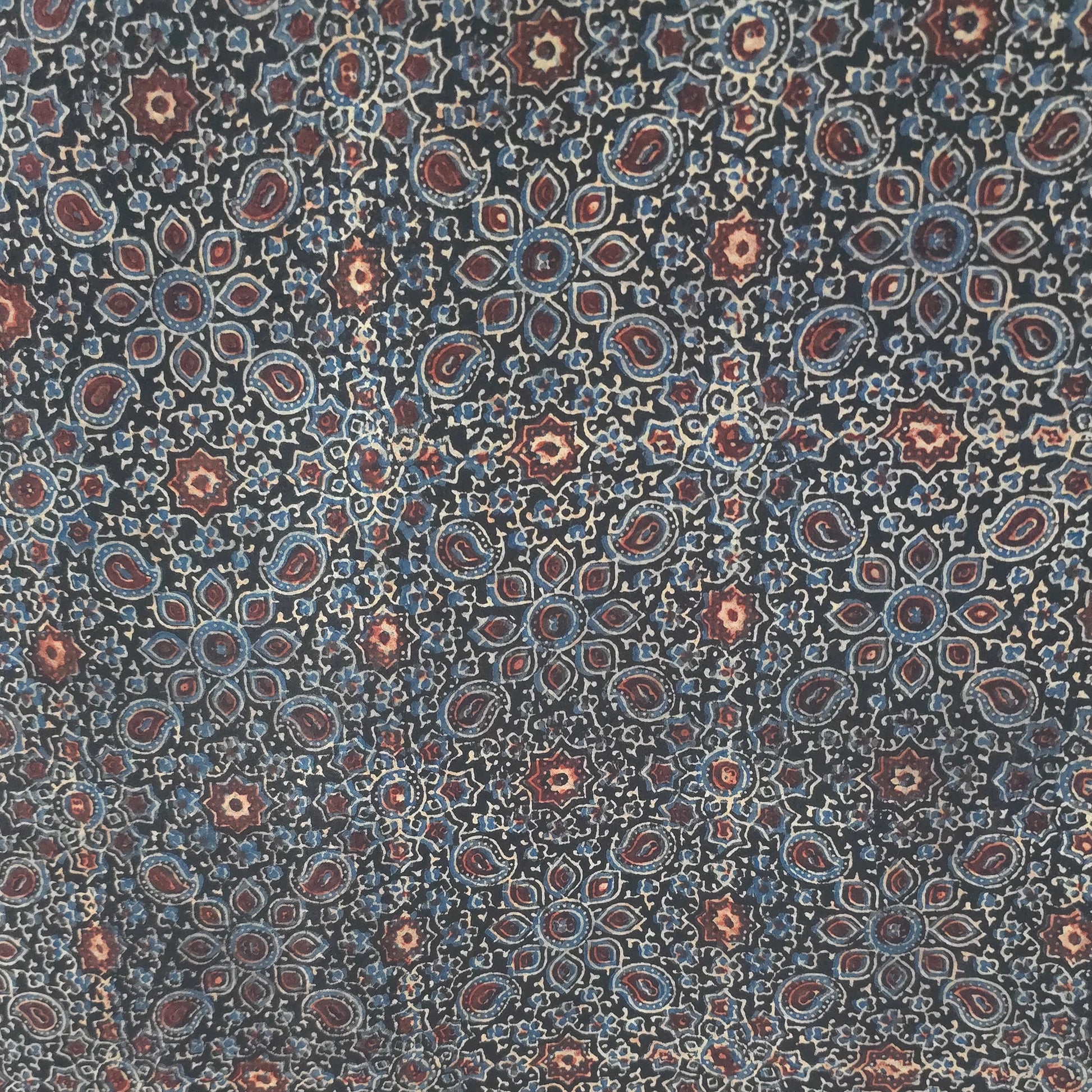 Black Traditional Ajrakh Natural Dyed Hand Block Print Cotton Fabric