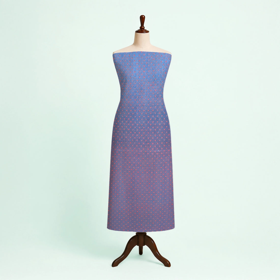 Blue Dotted Handloom Mashru Silk Fabric