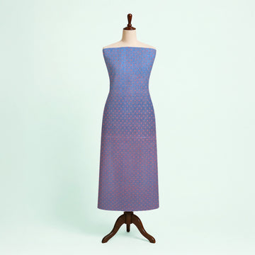 Blue Dotted Handloom Mashru Silk Fabric