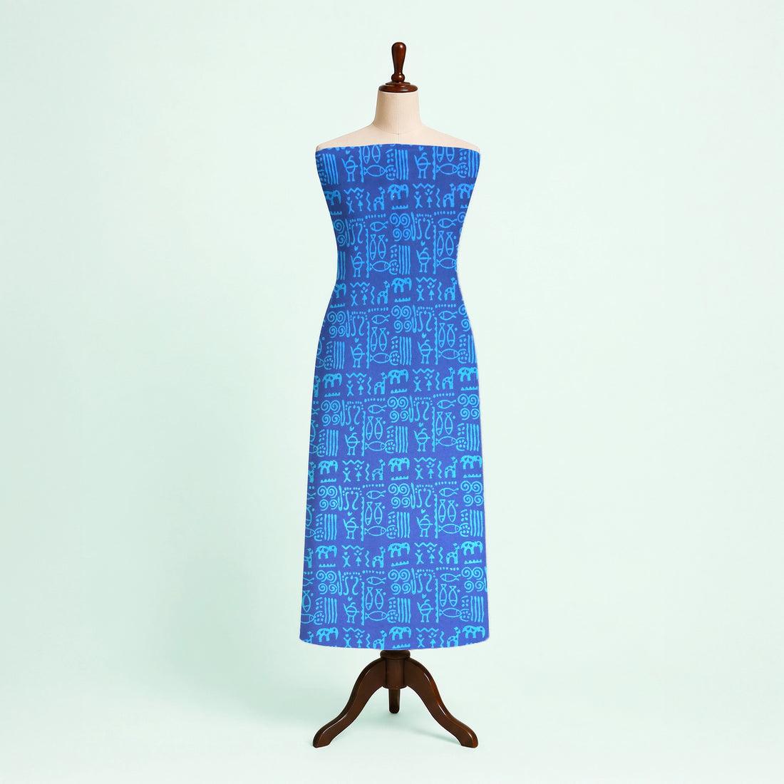 Blue Geometric Kutch Hand Block Print Pure cotton Fabric 2