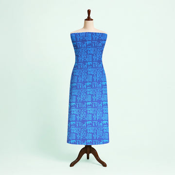 Blue Geometric Kutch Hand Block Print Pure cotton Fabric 2