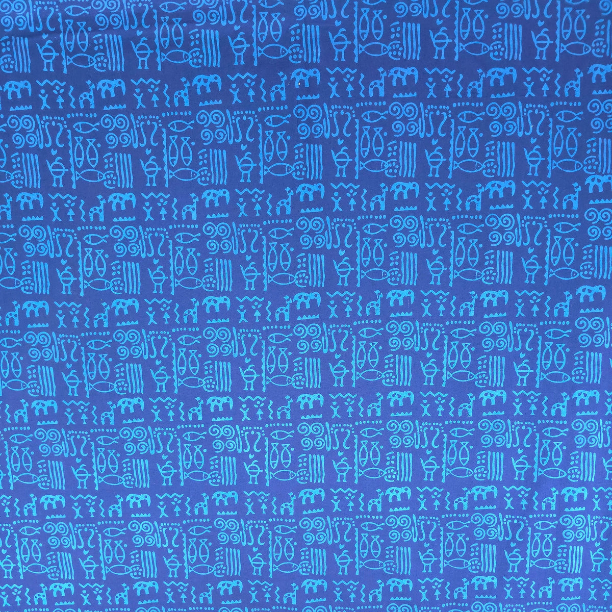 Blue Geometric Kutch Hand Block Print Pure cotton Fabric 2