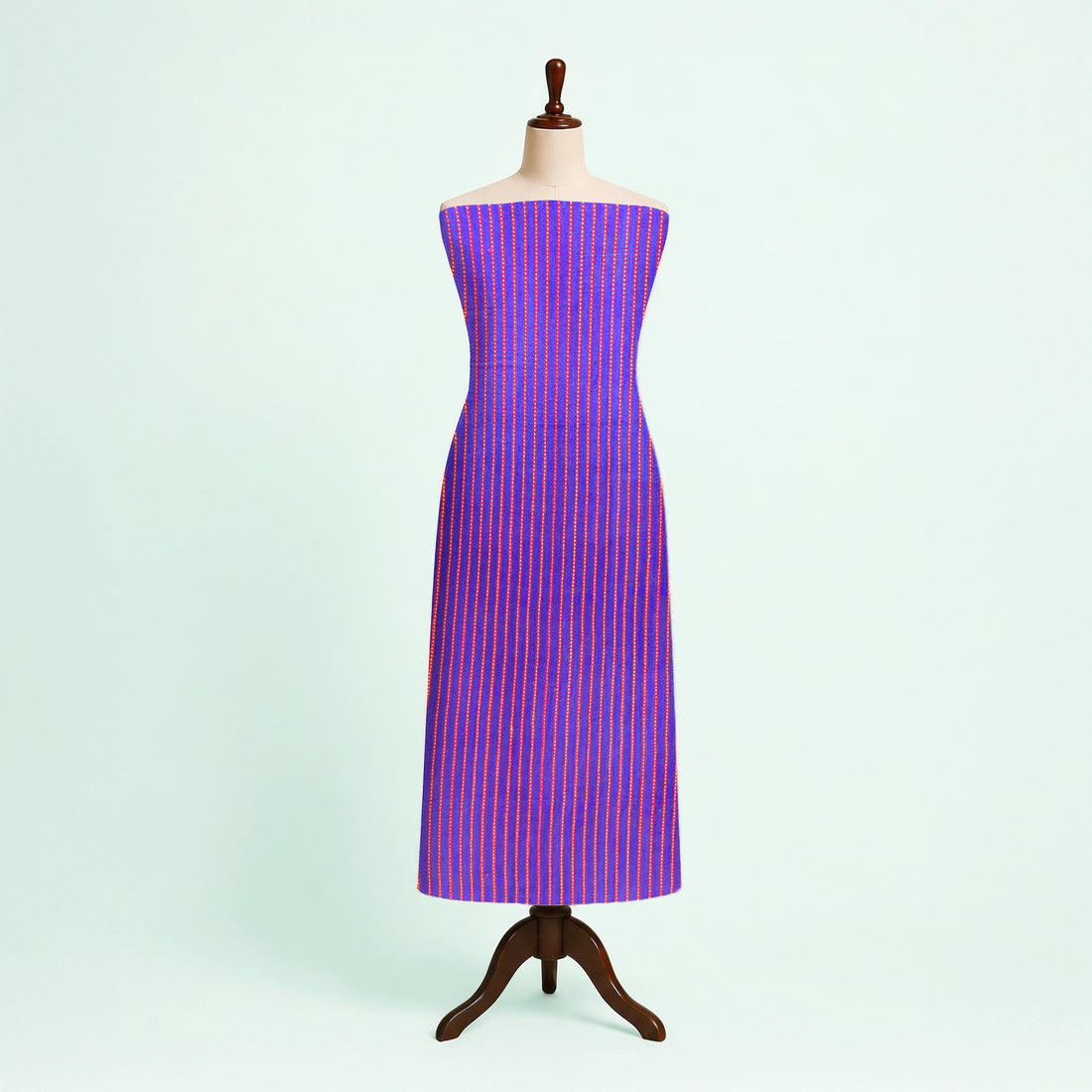 Blue Kakani Stripes Handloom Mashru Silk Fabric