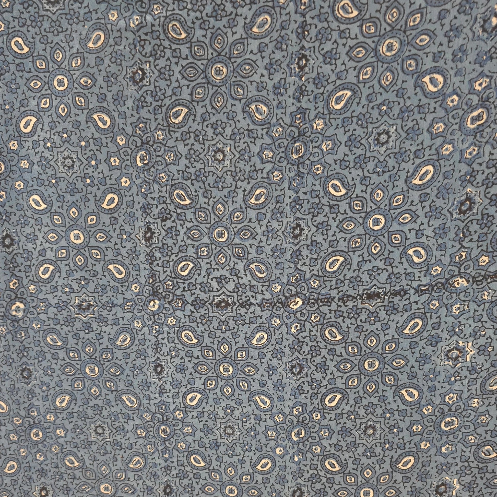Blue Traditional Ajrakh Natural Dyed Hand Block Print Cotton Fabric