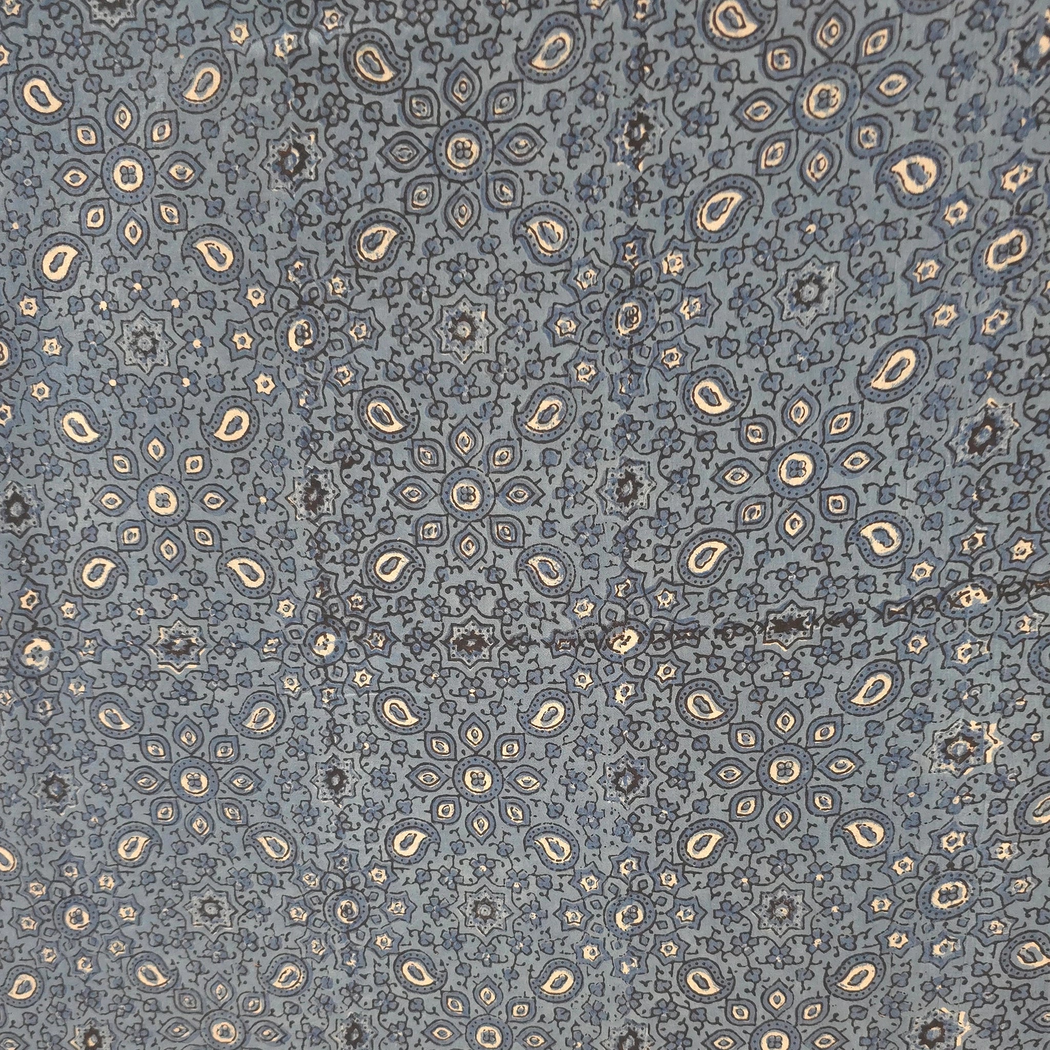 Blue Traditional Ajrakh Natural Dyed Hand Block Print Cotton Fabric