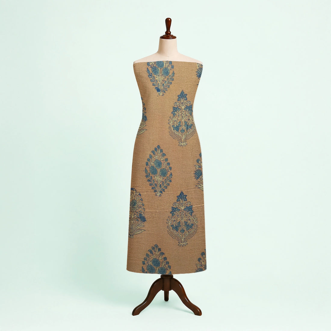 Brown Buta Natural Dyed Ajrakh Hand Block Print Malmal Fabric