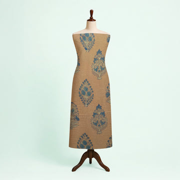 Brown Buta Natural Dyed Ajrakh Hand Block Print Malmal Fabric