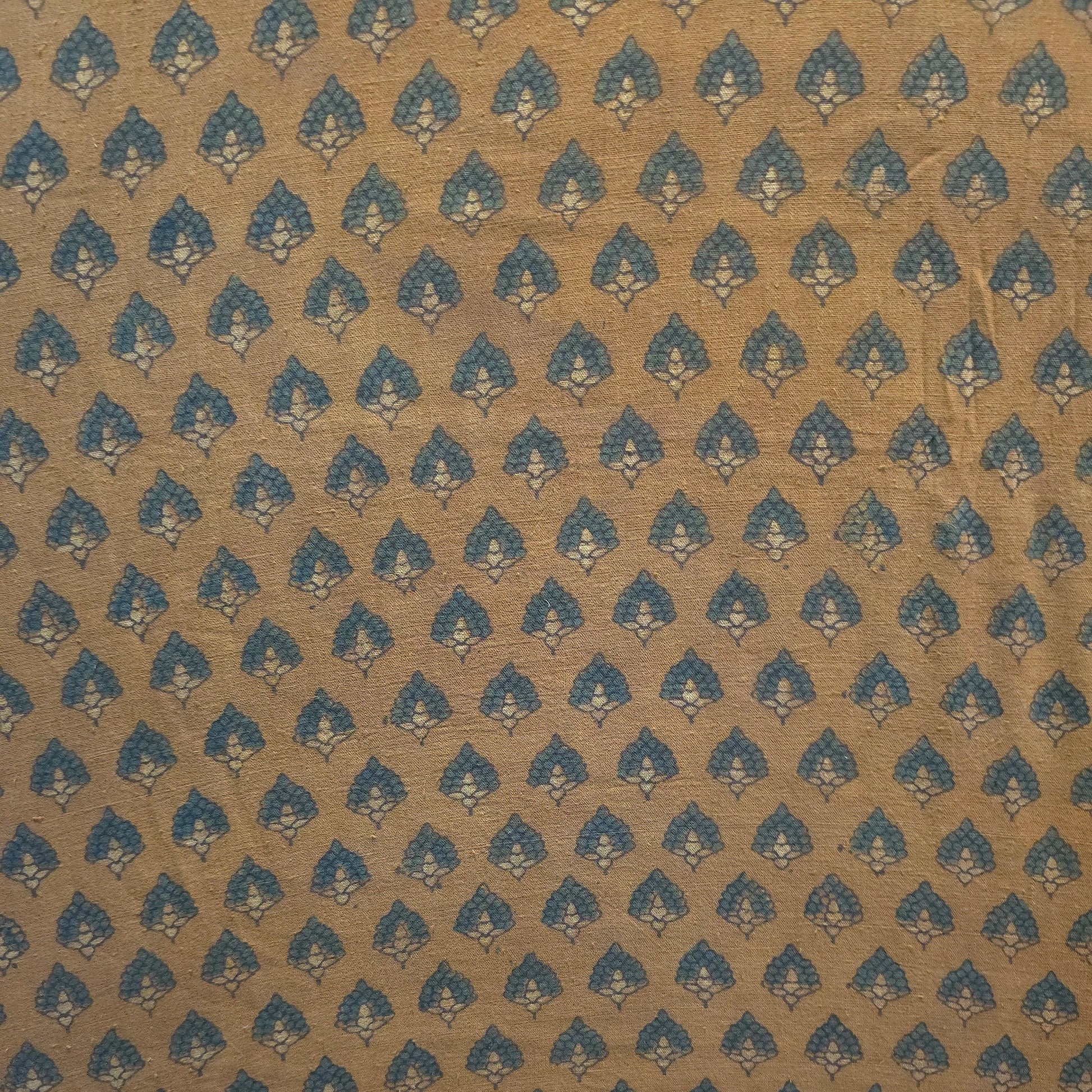 Brown Buti Natural Dyed Ajrakh Hand Block Print Pure Handloom Organic Cotton Fabric