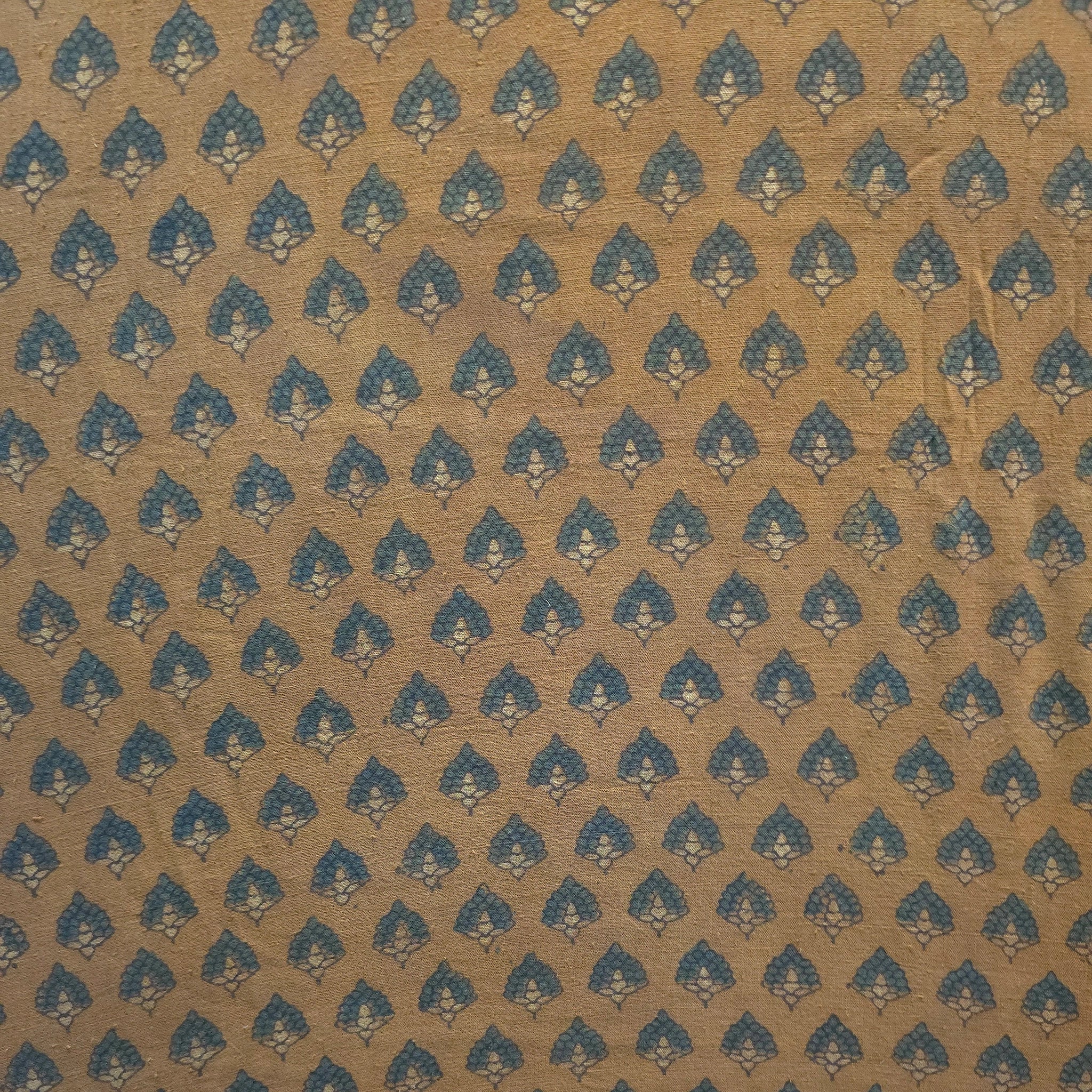Brown Buti Natural Dyed Ajrakh Hand Block Print Pure Handloom Organic Cotton Fabric