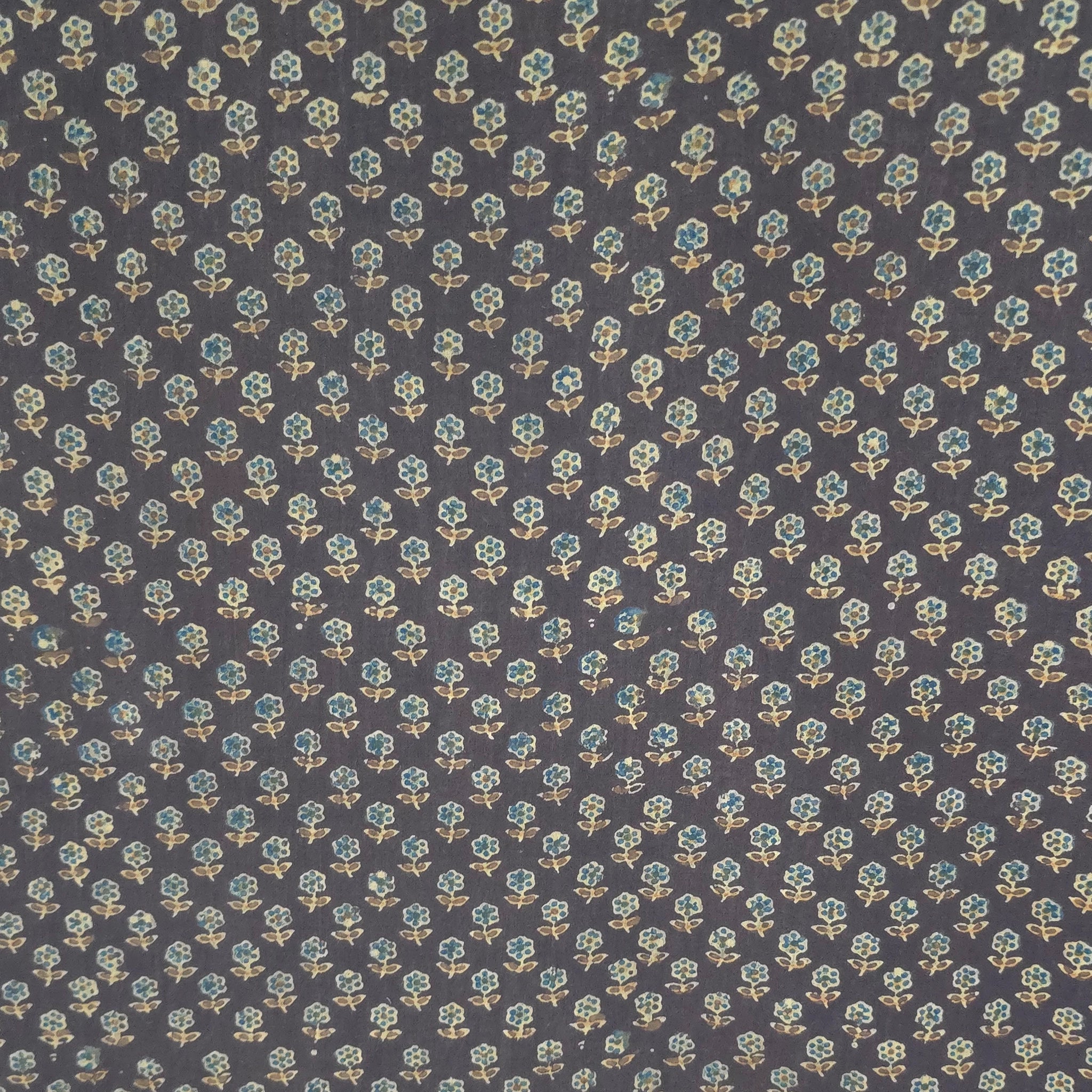 Brown Buti Natural Dyed Ajrakh Hand Block Print Cotton Fabric