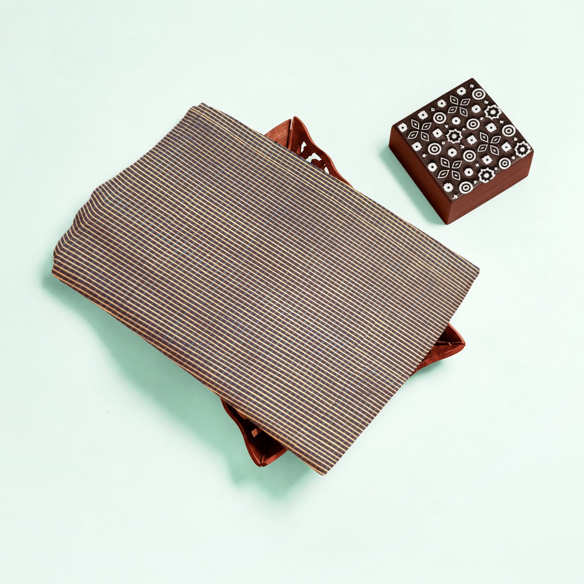 Brown Checks Natural Dyed Ajrakh Hand Block Print Cotton Fabric