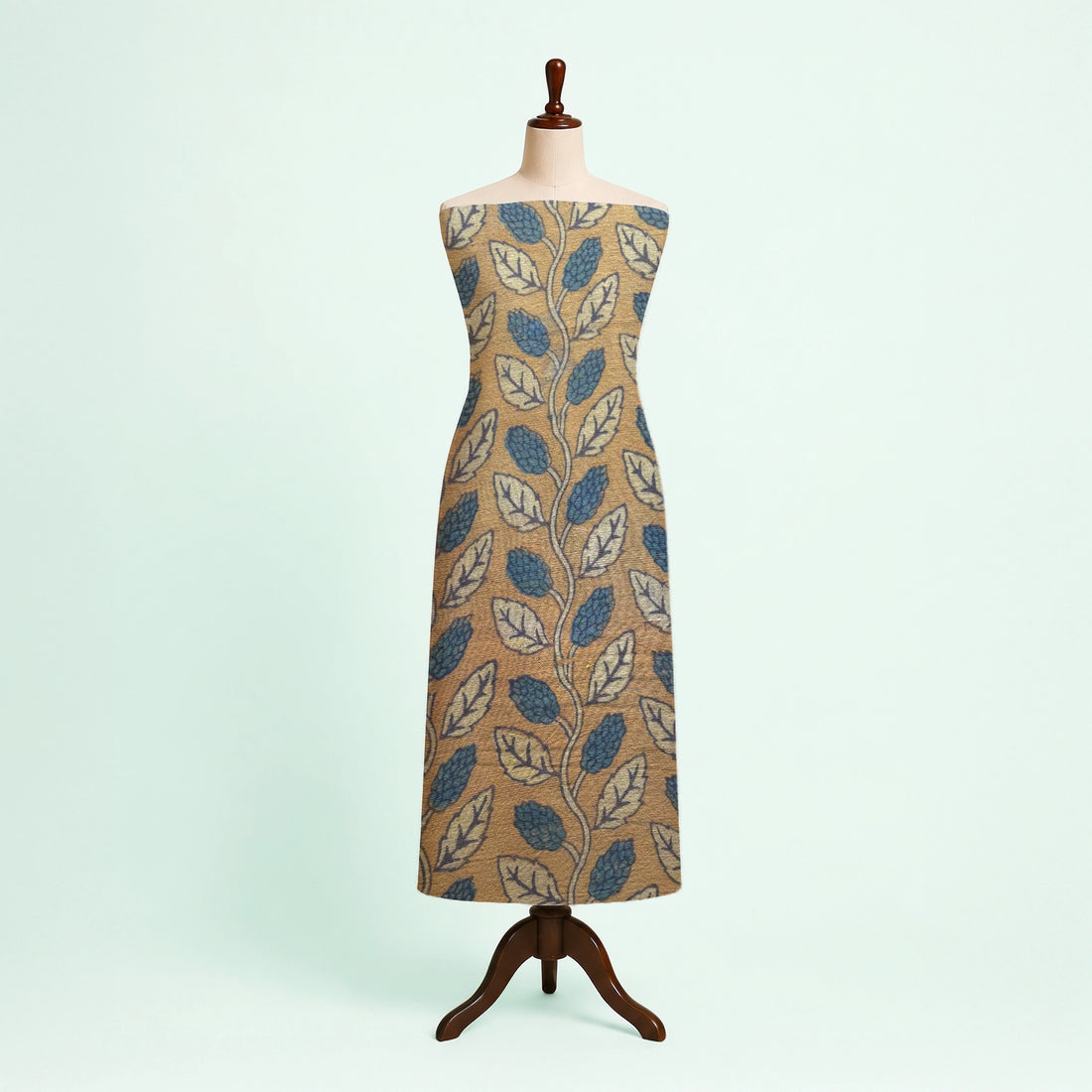 Brown Floral Natural Dyed Ajrakh Hand Block Print Pure Handloom Organic Cotton Fabric