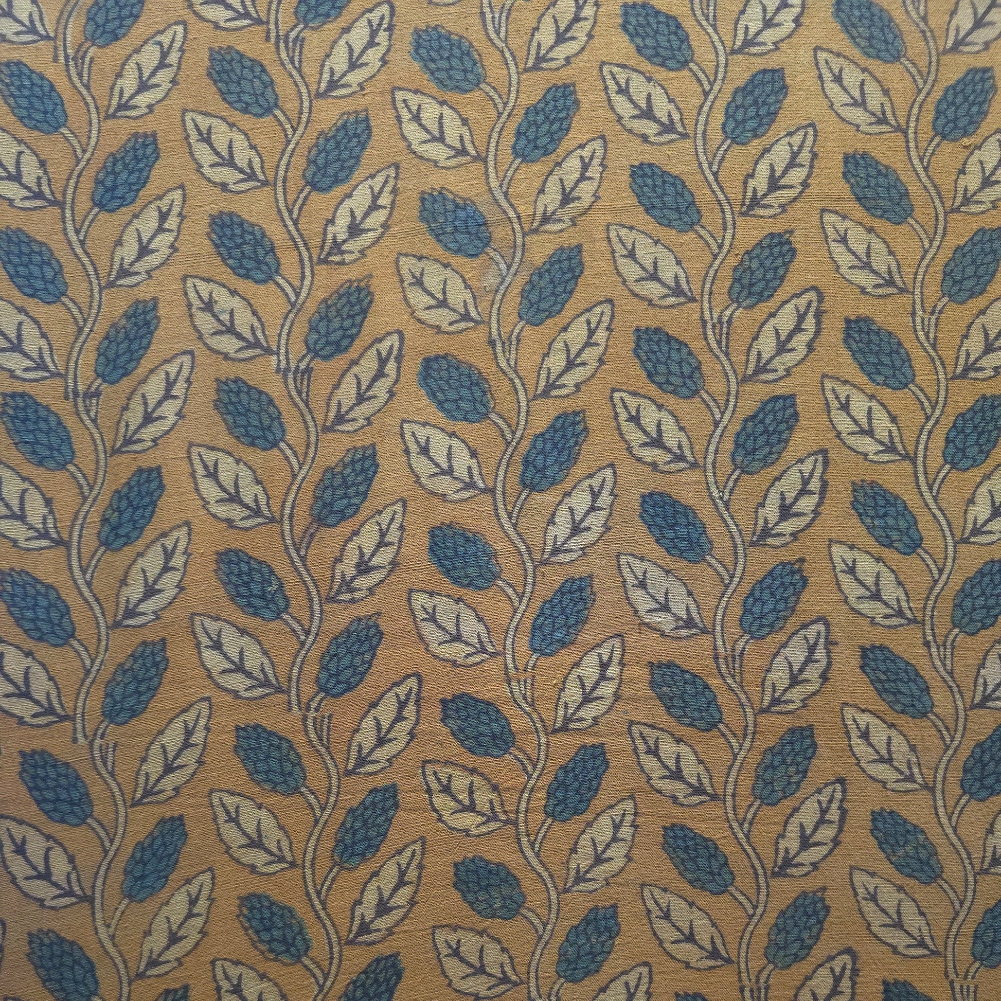 Brown Floral Natural Dyed Ajrakh Hand Block Print Pure Handloom Organic Cotton Fabric
