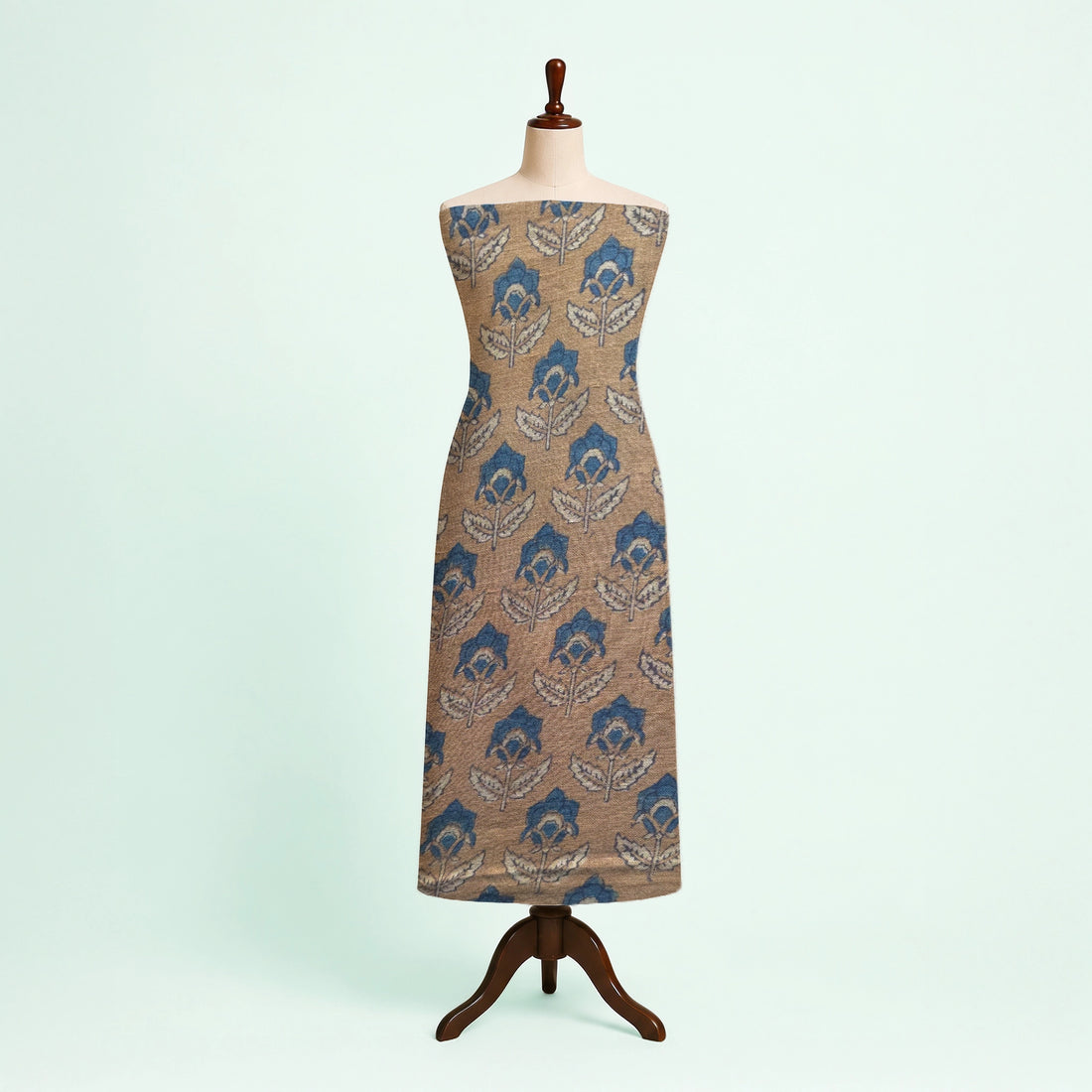 Brown Flower Buti Natural Dyed Ajrakh Hand Block Print Lilen Fabric