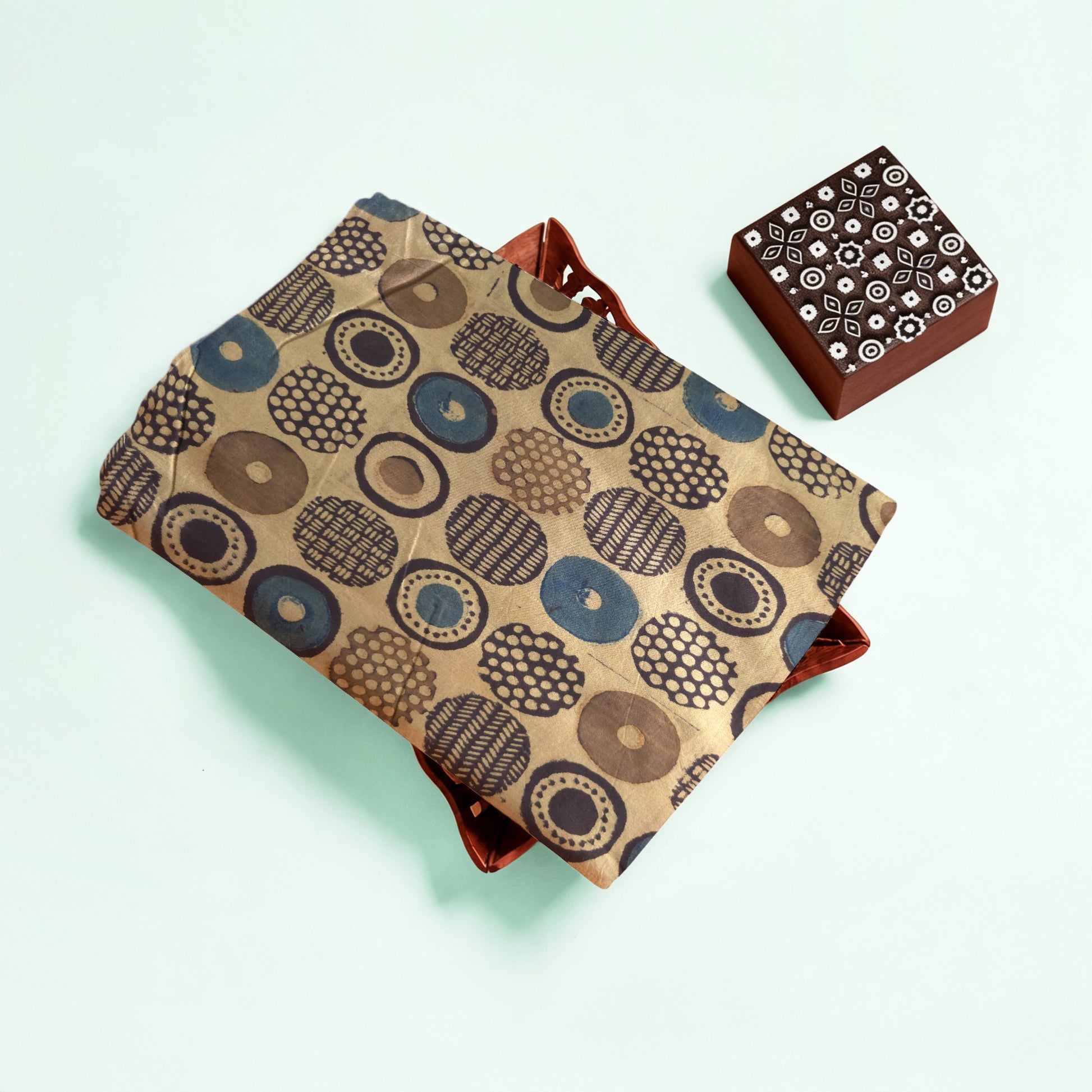 Brown Geometric Natural Dyed Ajrakh Hand Block Print Cotton Fabric