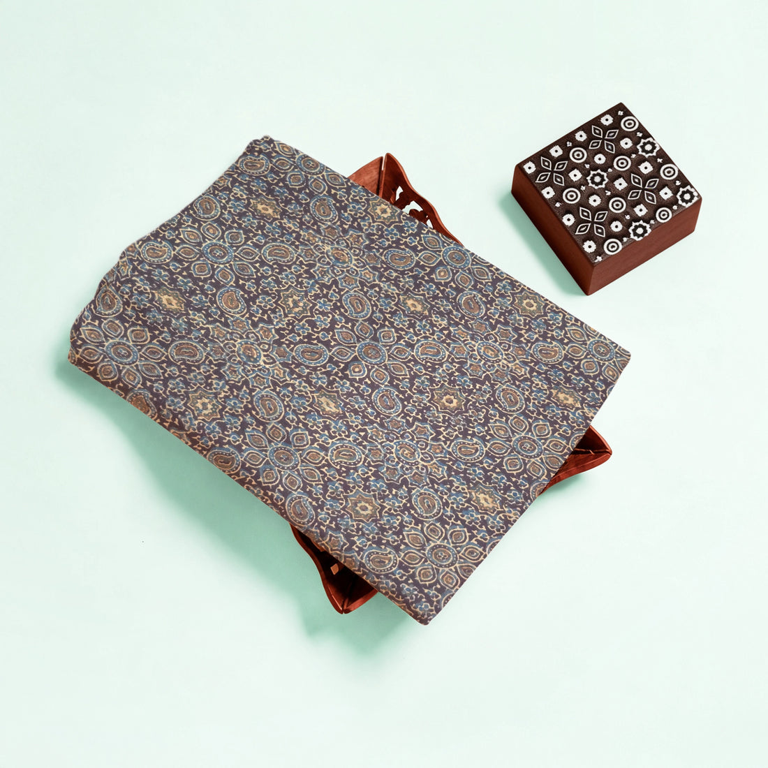 Brown Traditional Ajrakh Natural Dyed Hand Block Print Cotton Fabric