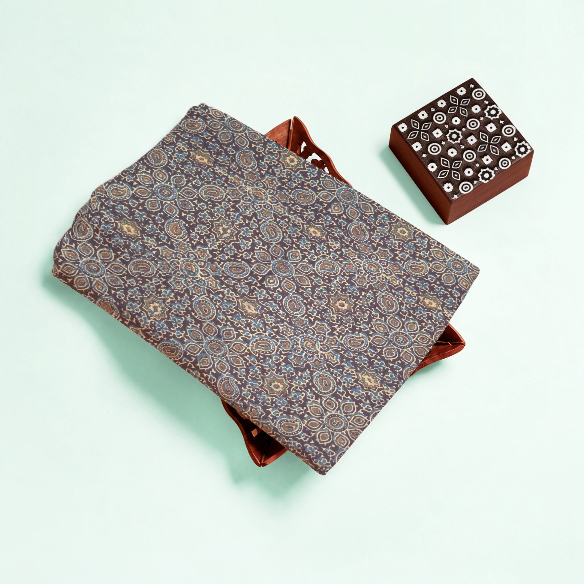 Brown Traditional Ajrakh Natural Dyed Hand Block Print Cotton Fabric