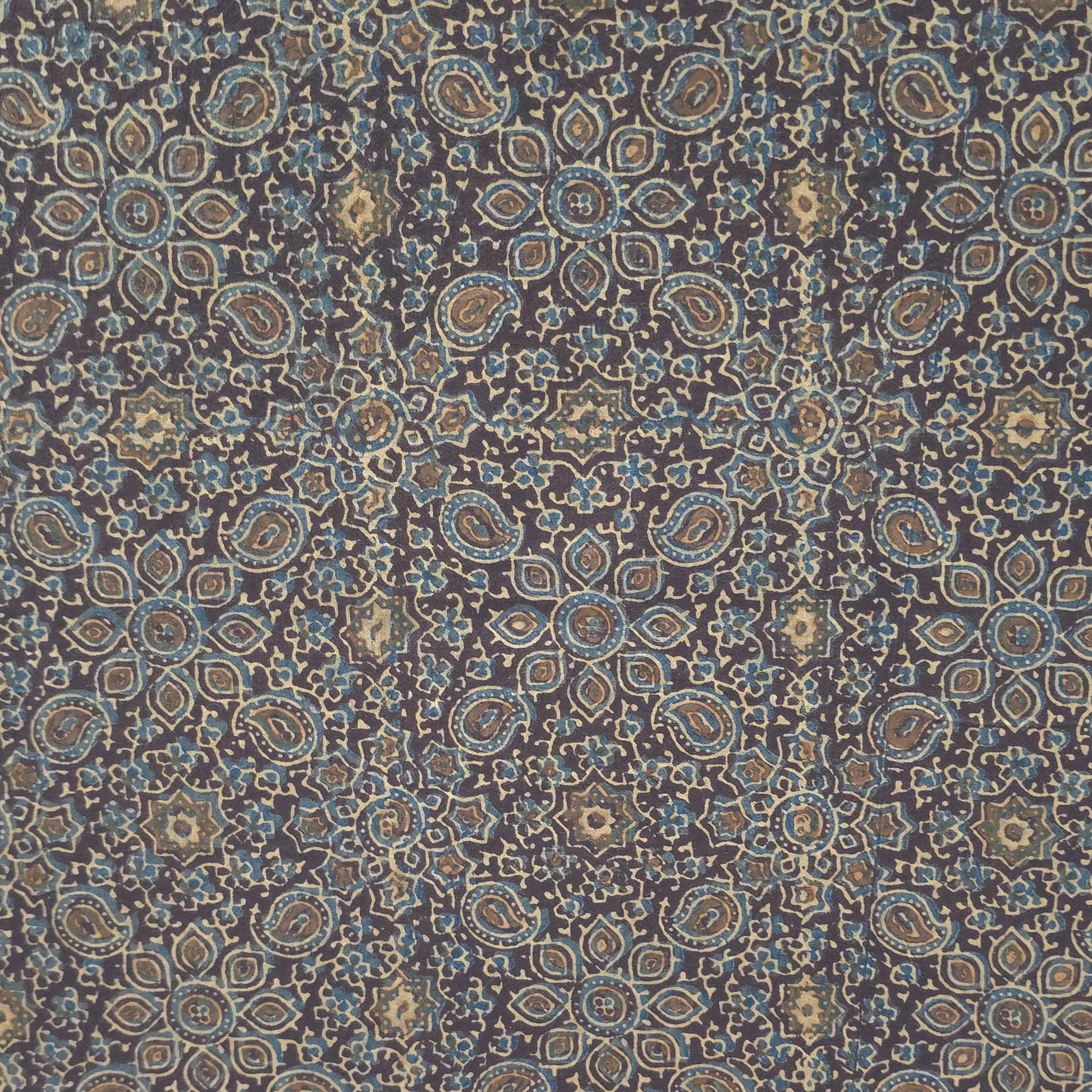 Brown Traditional Ajrakh Natural Dyed Hand Block Print Cotton Fabric