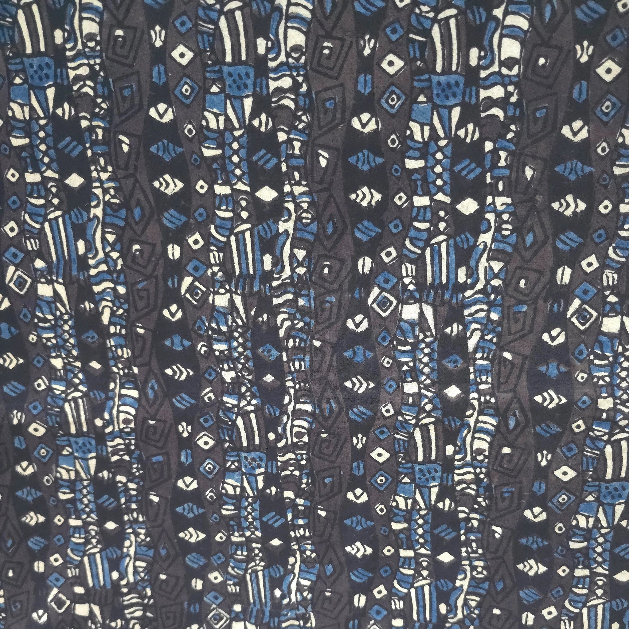 Dark Purple Stripe Natural Dyed Ajrakh Hand Block Print Cotton Fabric