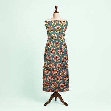 Green Buti Natural Dyed Ajrakh Hand Block Print Modal Fabric
