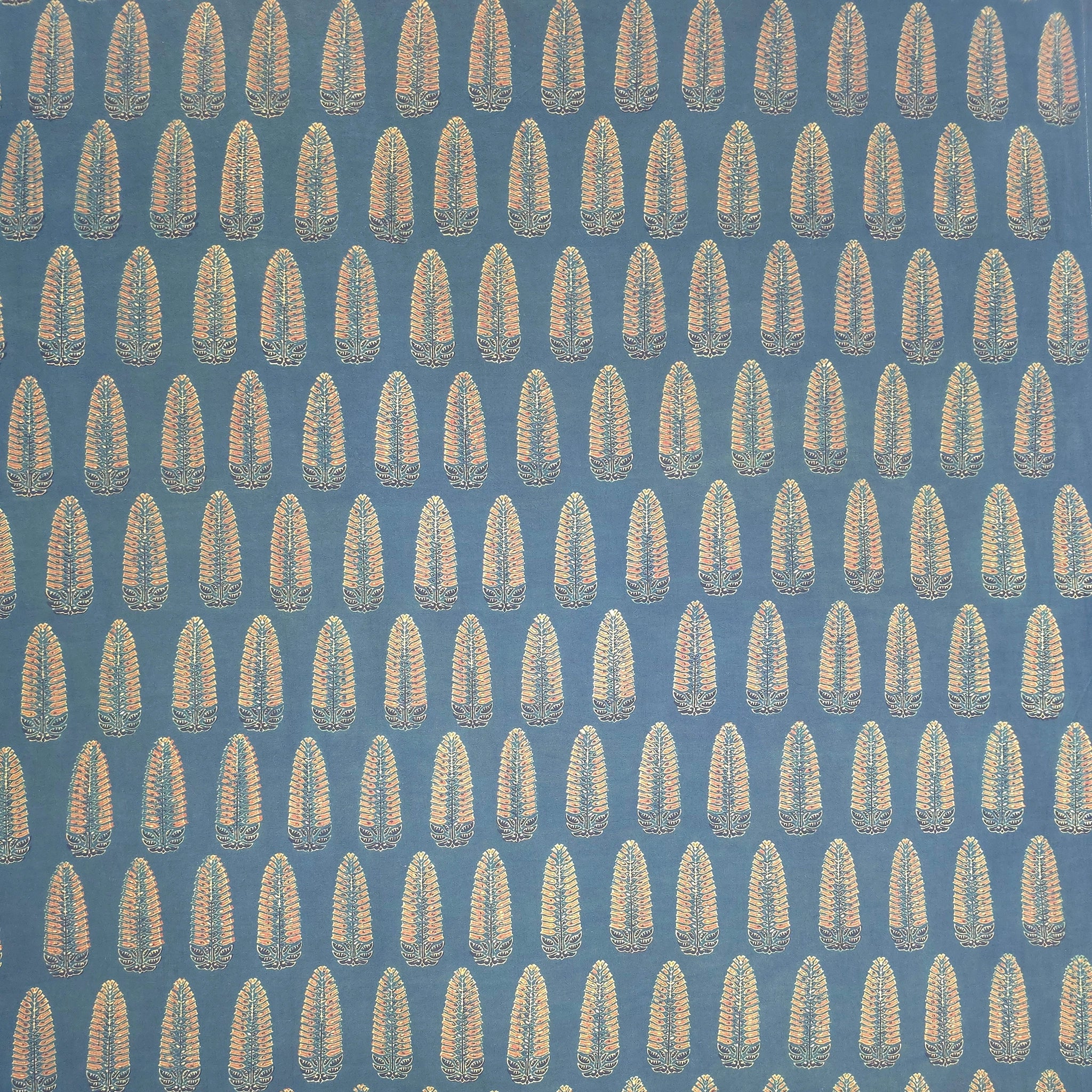 Green Boota Natural Dyed Ajrakh Hand Block Print Cotton Fabric
