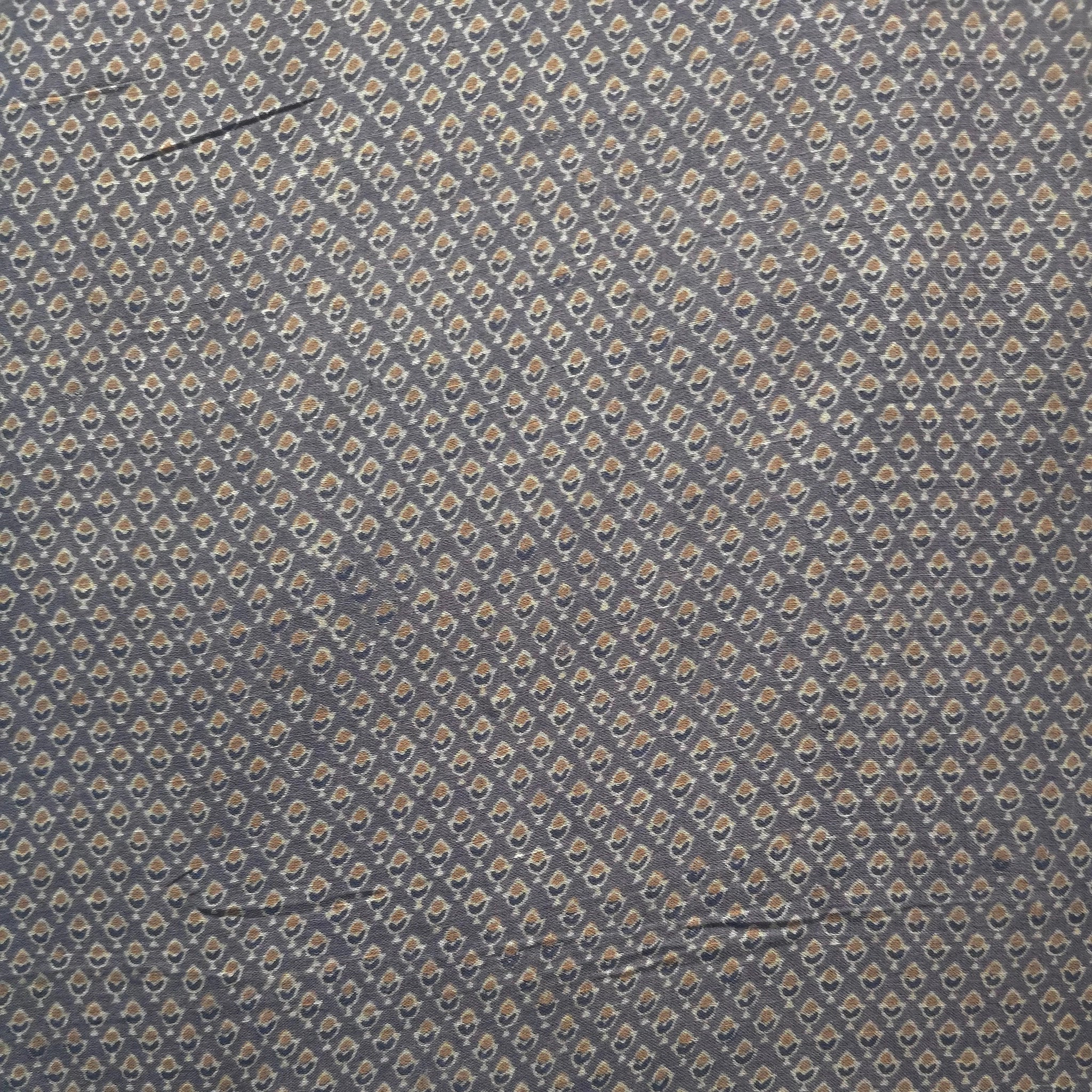 Green Buti Natural Dyed Ajrakh Hand Block Print Lilen Fabric