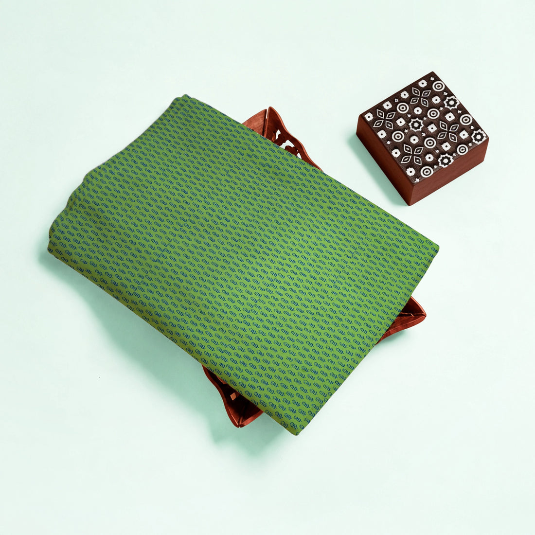 Green Buti Kutch Hand Block Print Pure cotton Fabric